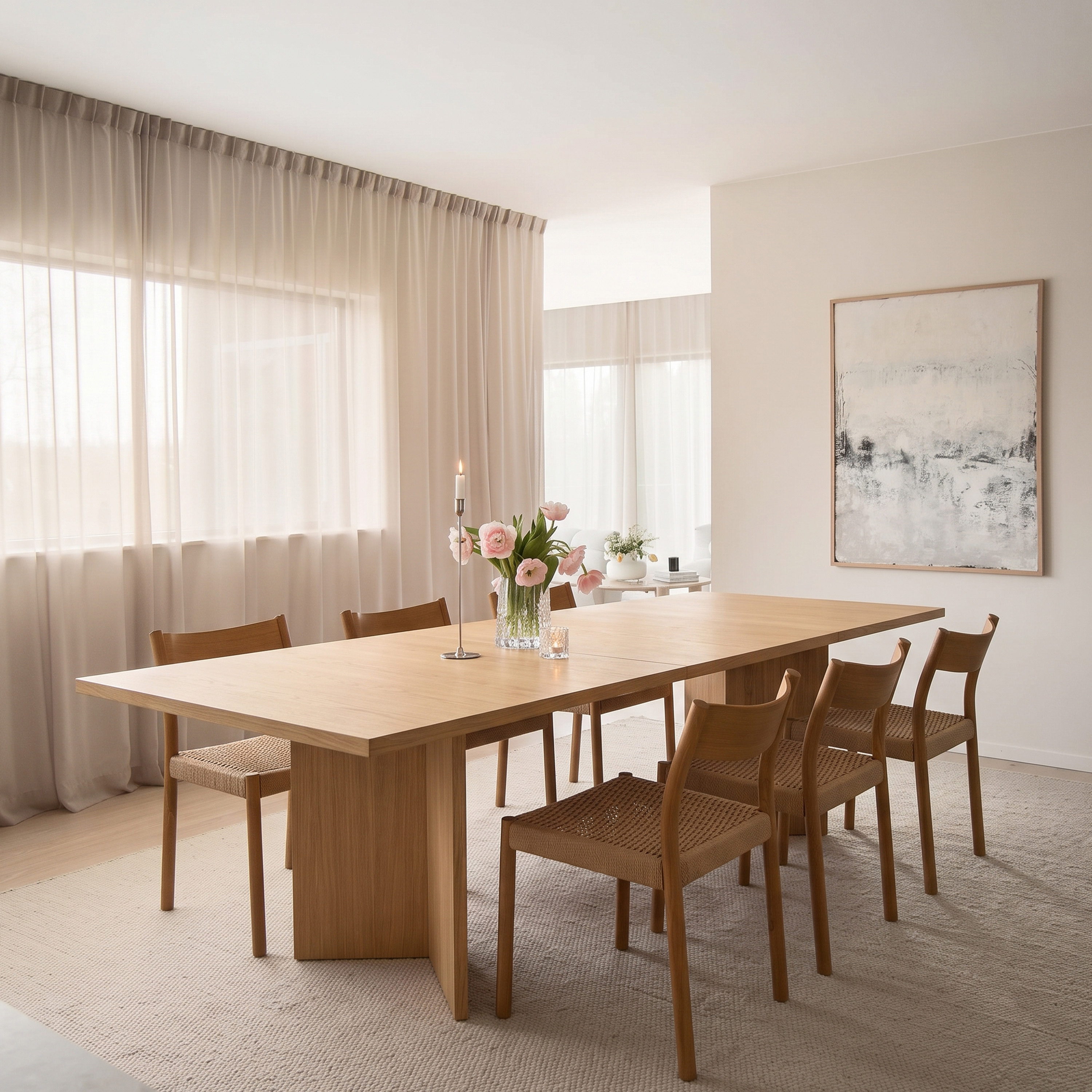 Beau Spisebord Eik 190+50+50