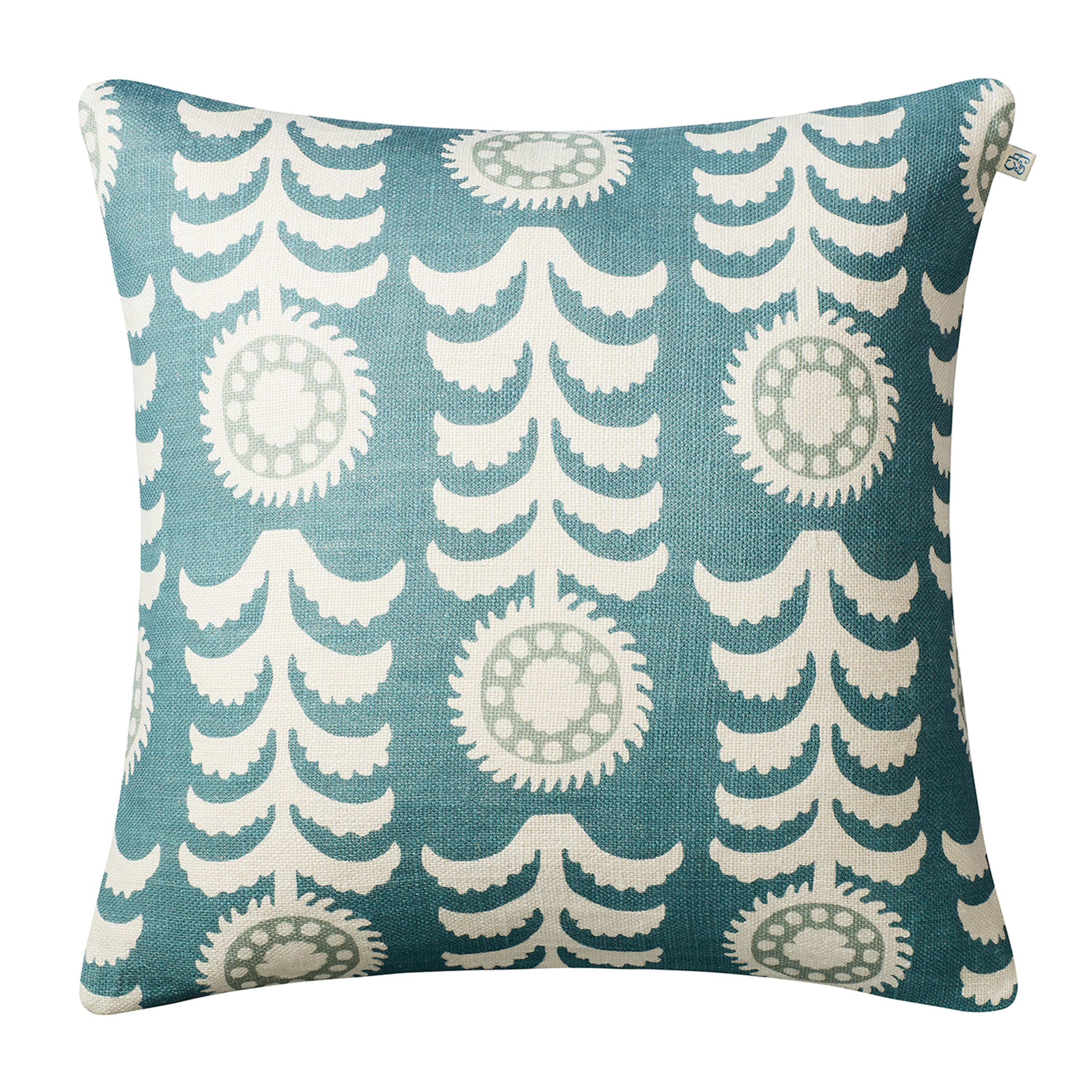 Alok Linen Kuddfodral Off White/Heaven Blue/Aqua 50x50