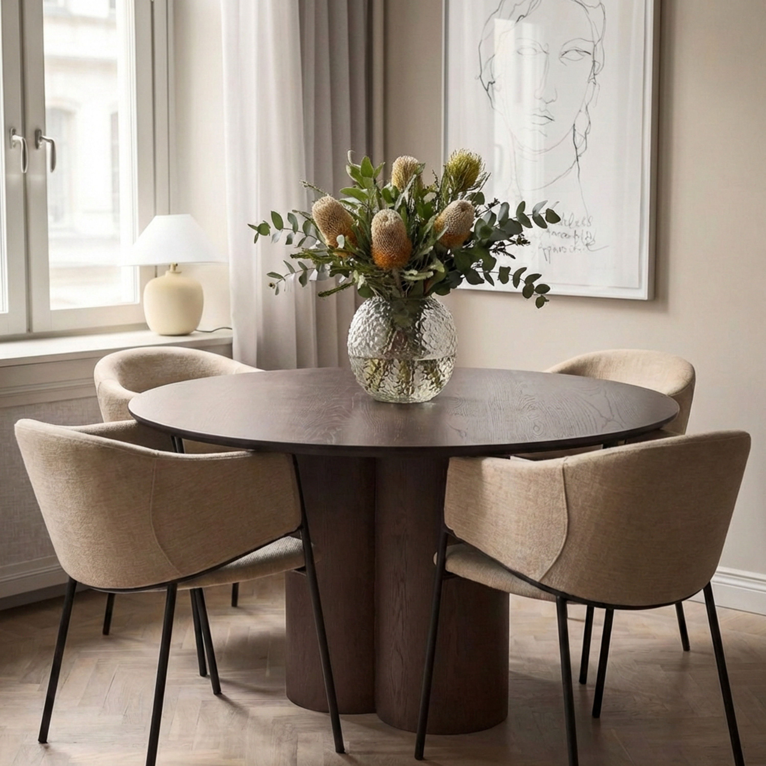 Sleepo Collection Laura Dining Table Brown Stained Oak Ø130