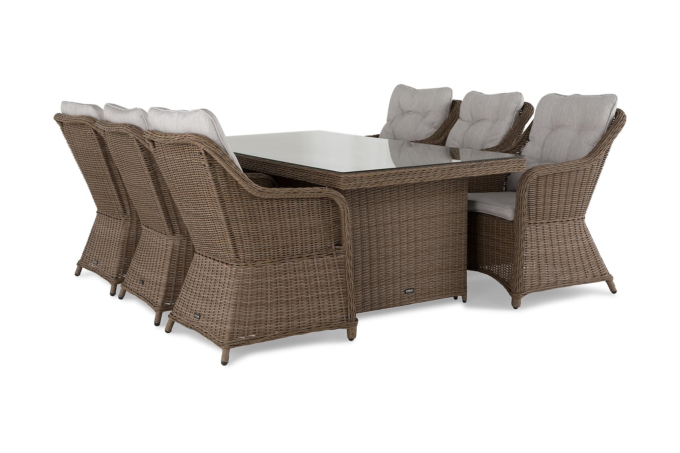 Nordic Outdoor - Lillian Matgrupp + 6 Stolar Brun 200cm