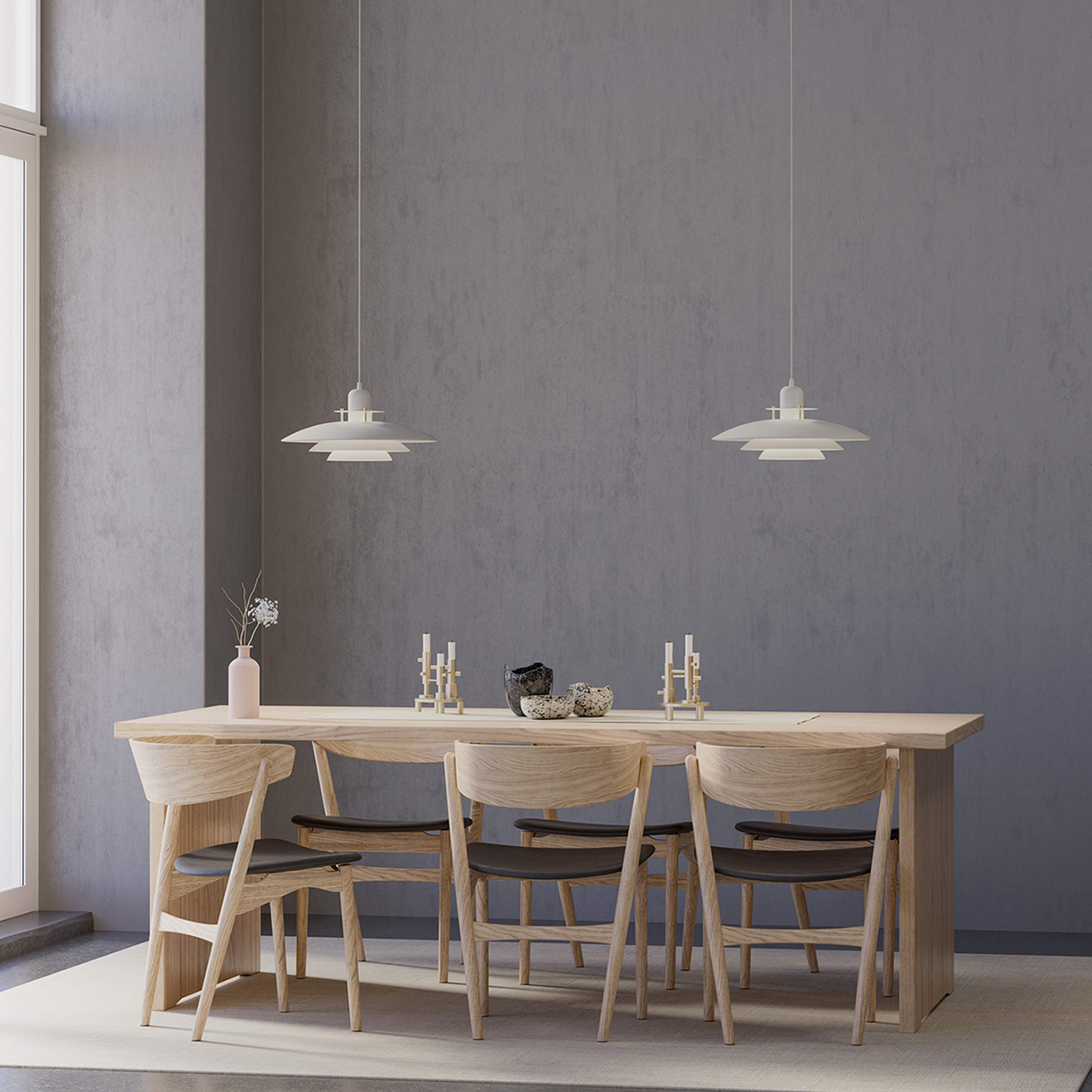 Belid Primus I Pendel Matt hvit/Messing Ø43