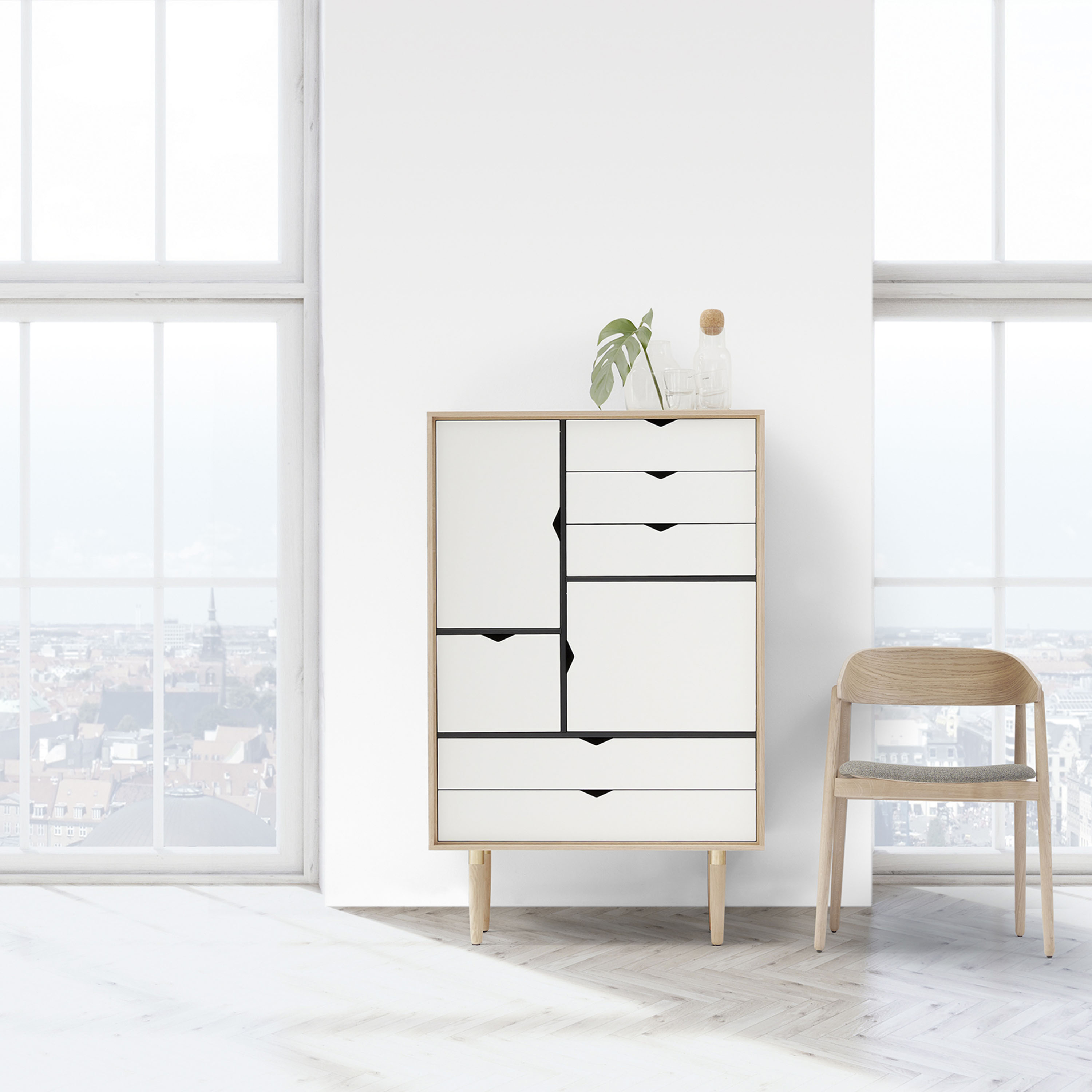 Andersen Furniture S5 Skap Såpet Eik/Hvit 83x132