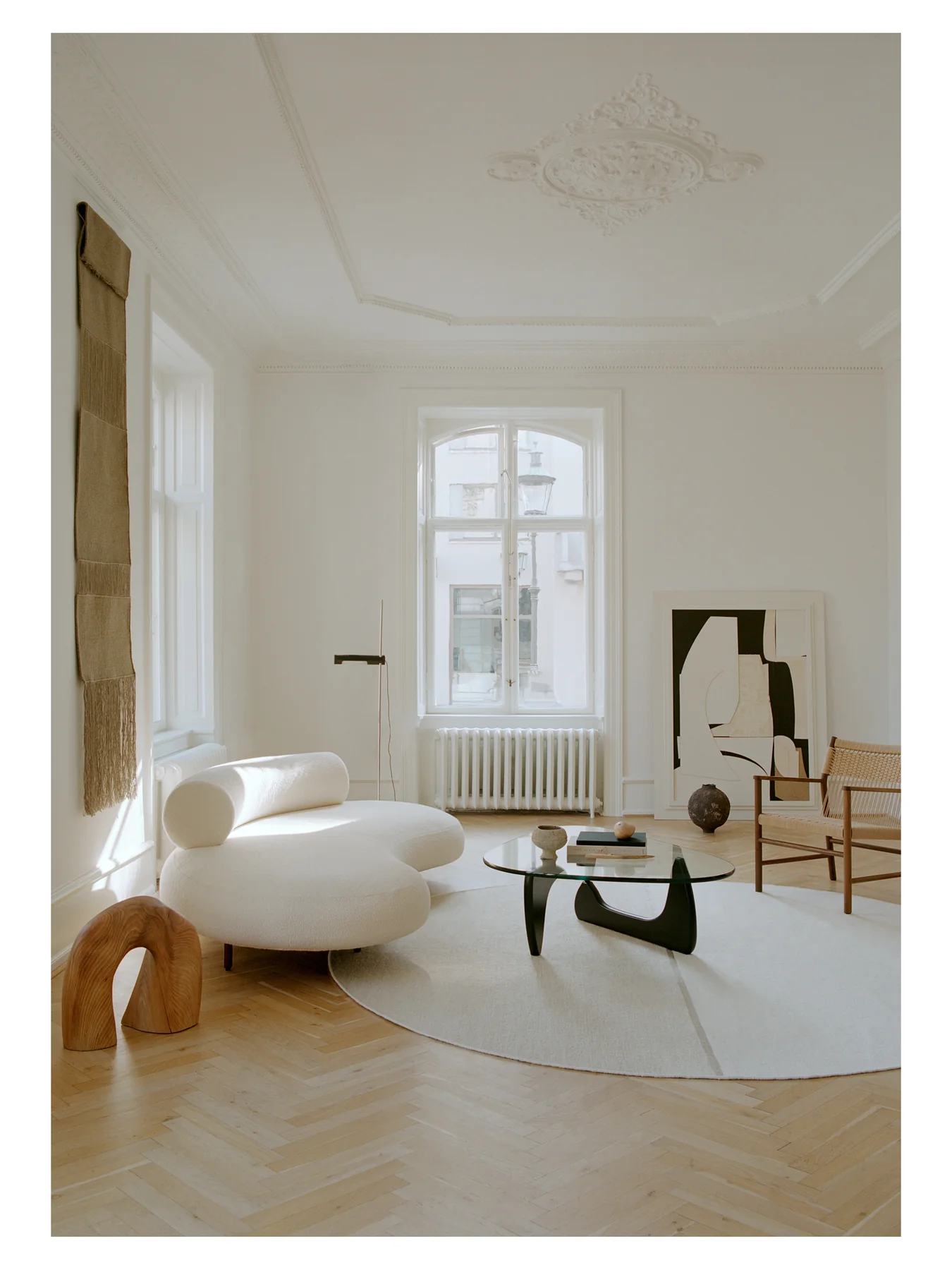 Linie Design Magnetize Rund Ullmatta Beige Ø170