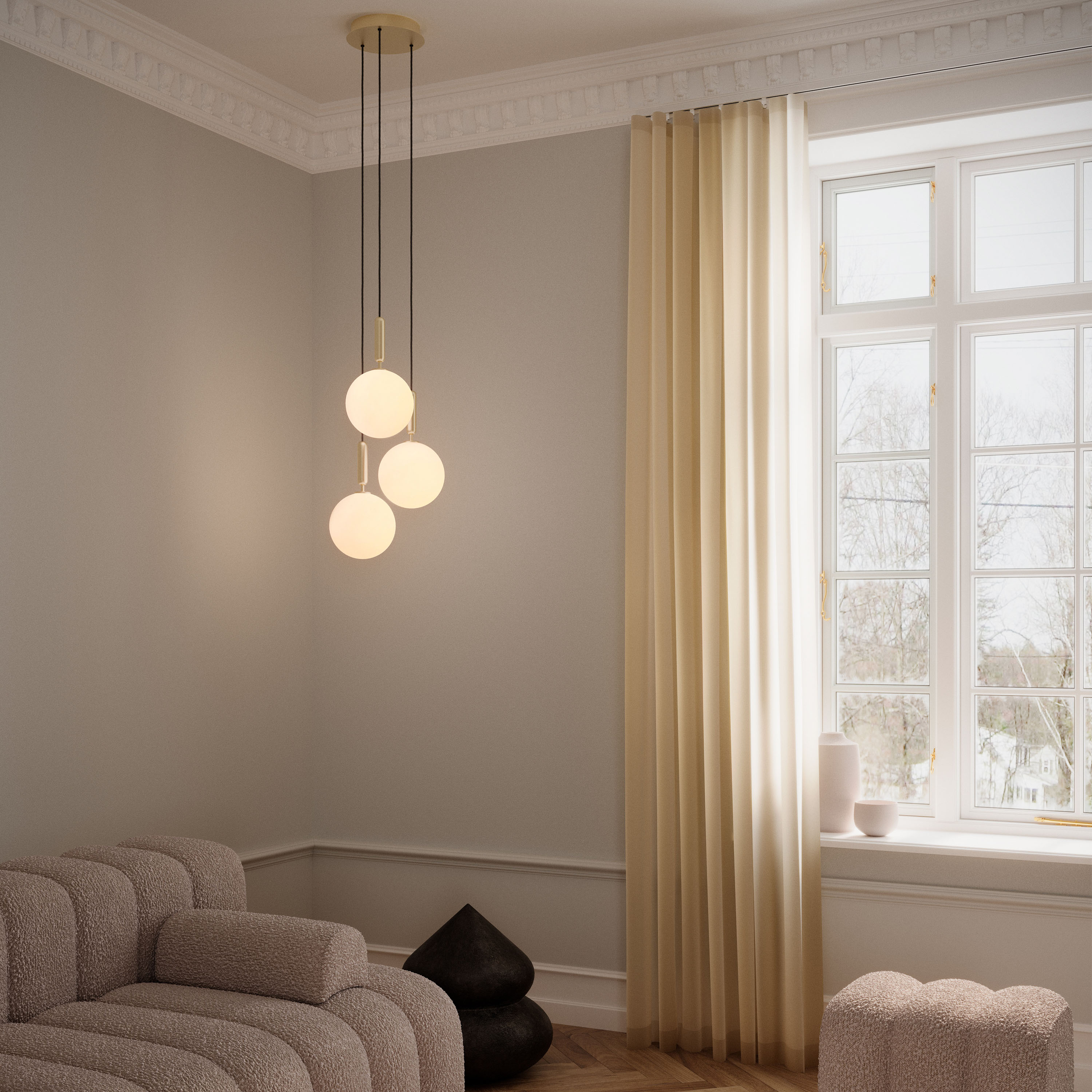 Nuura Miira 3 Taklampa Brass/Opal Ø37