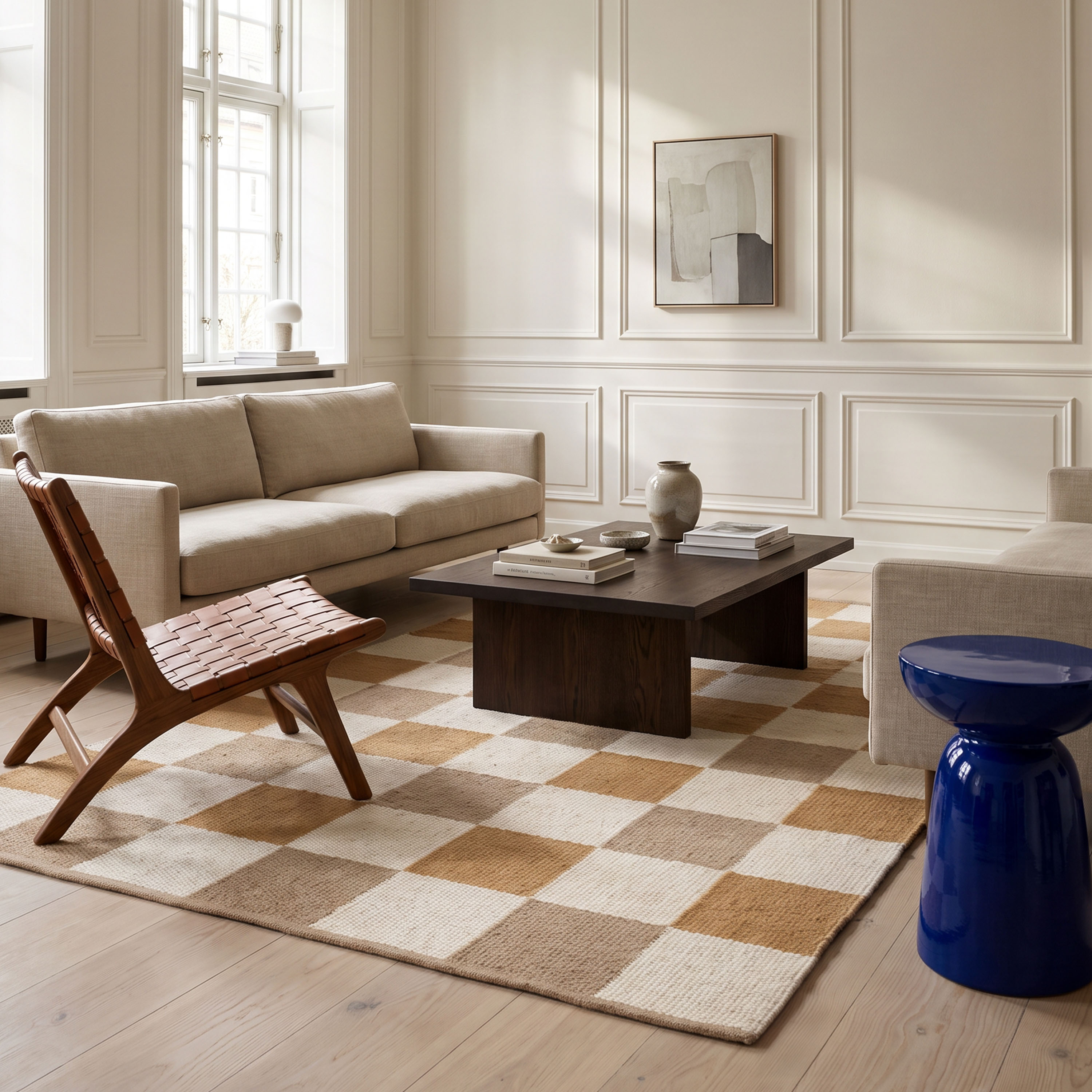Classic Collection Checked Ullmatta Yellow/Natural 200x300