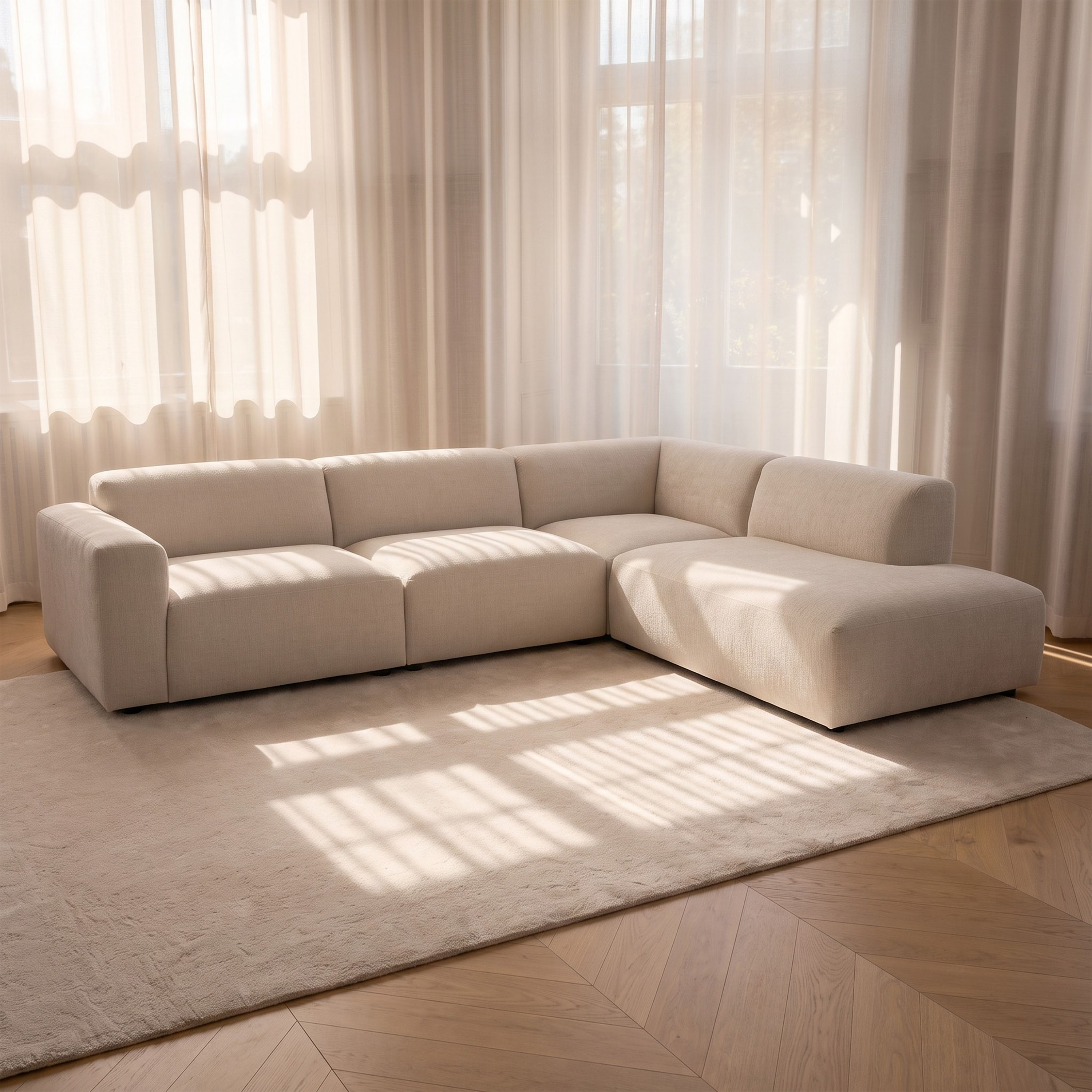 Thalia Hjørnesofa Open End Høyre Light Nature 313x245