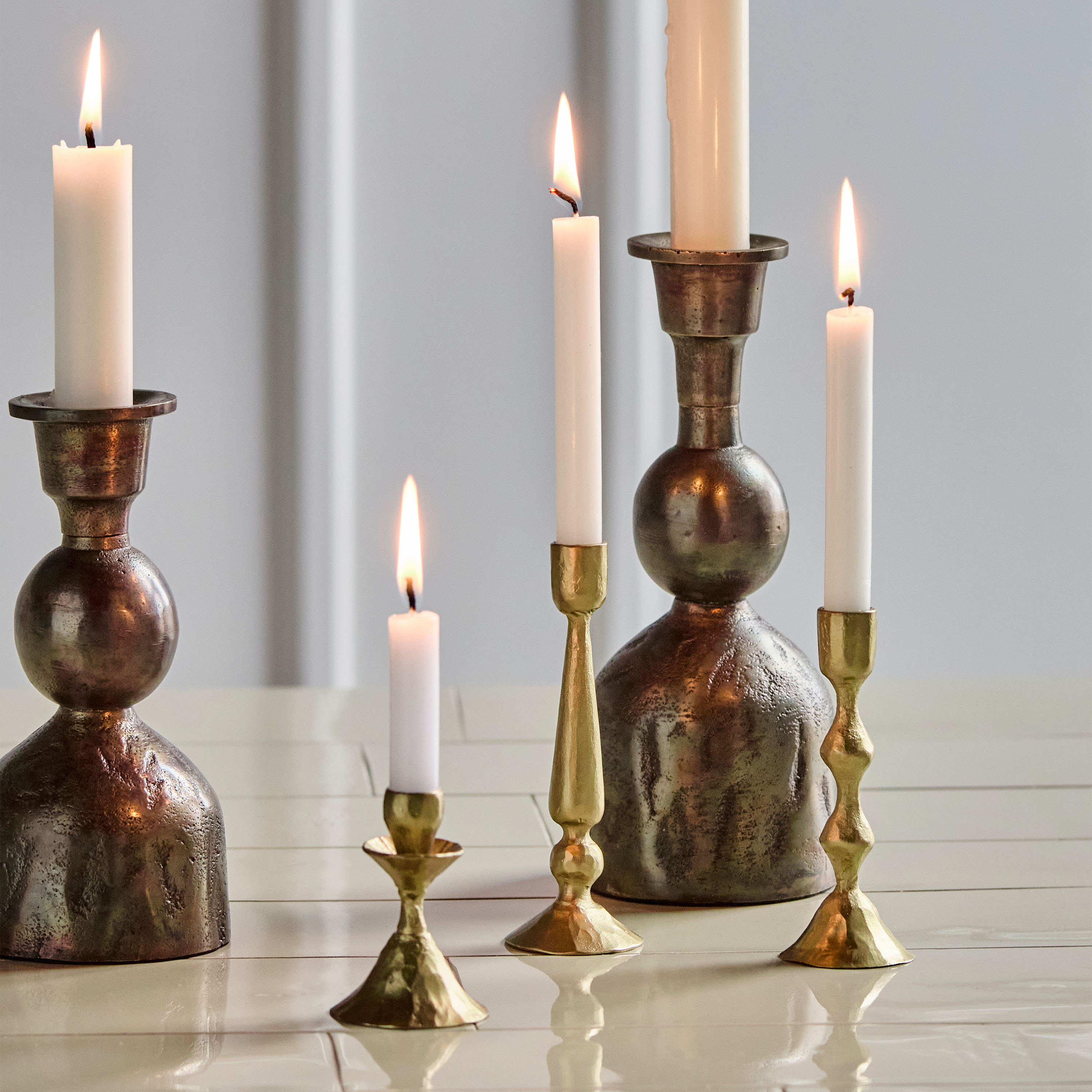 House Doctor Castle Kerzenhalter Antique brass 3er-Set