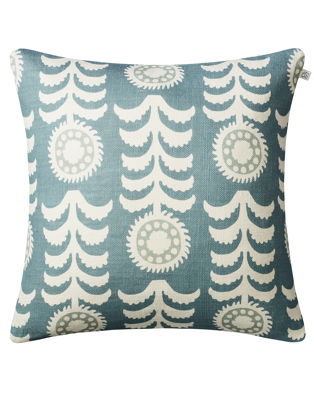 Chhatwal & Jonsson - Alok Leinen Kissenbezug Off White/Heaven Blue/Aqua 50x50 - Blau - Dekokissenbezug