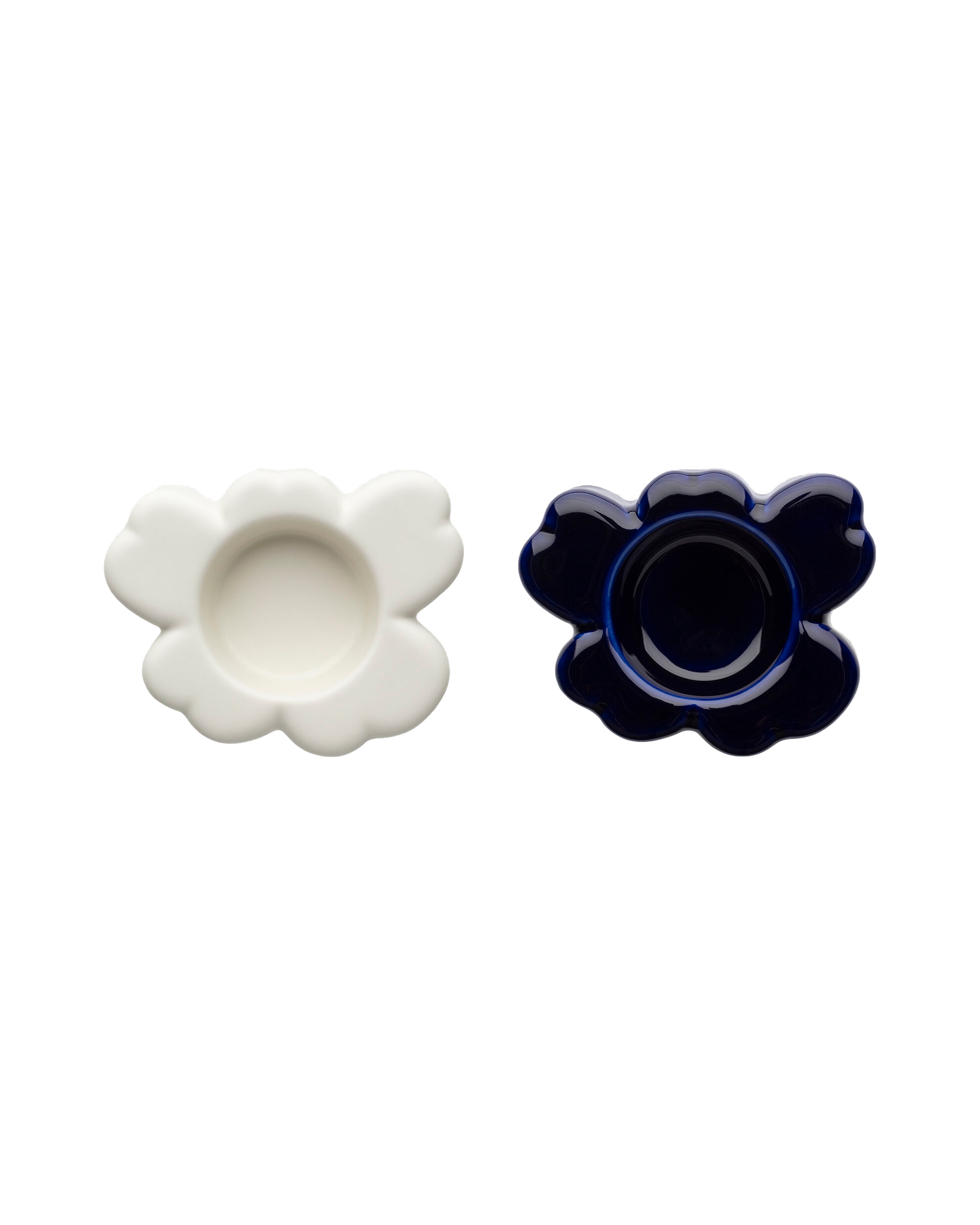 Marimekko - Unikko Kerzenhalter Cobalt/Weiß 2er-Pack - Lichtlaternen