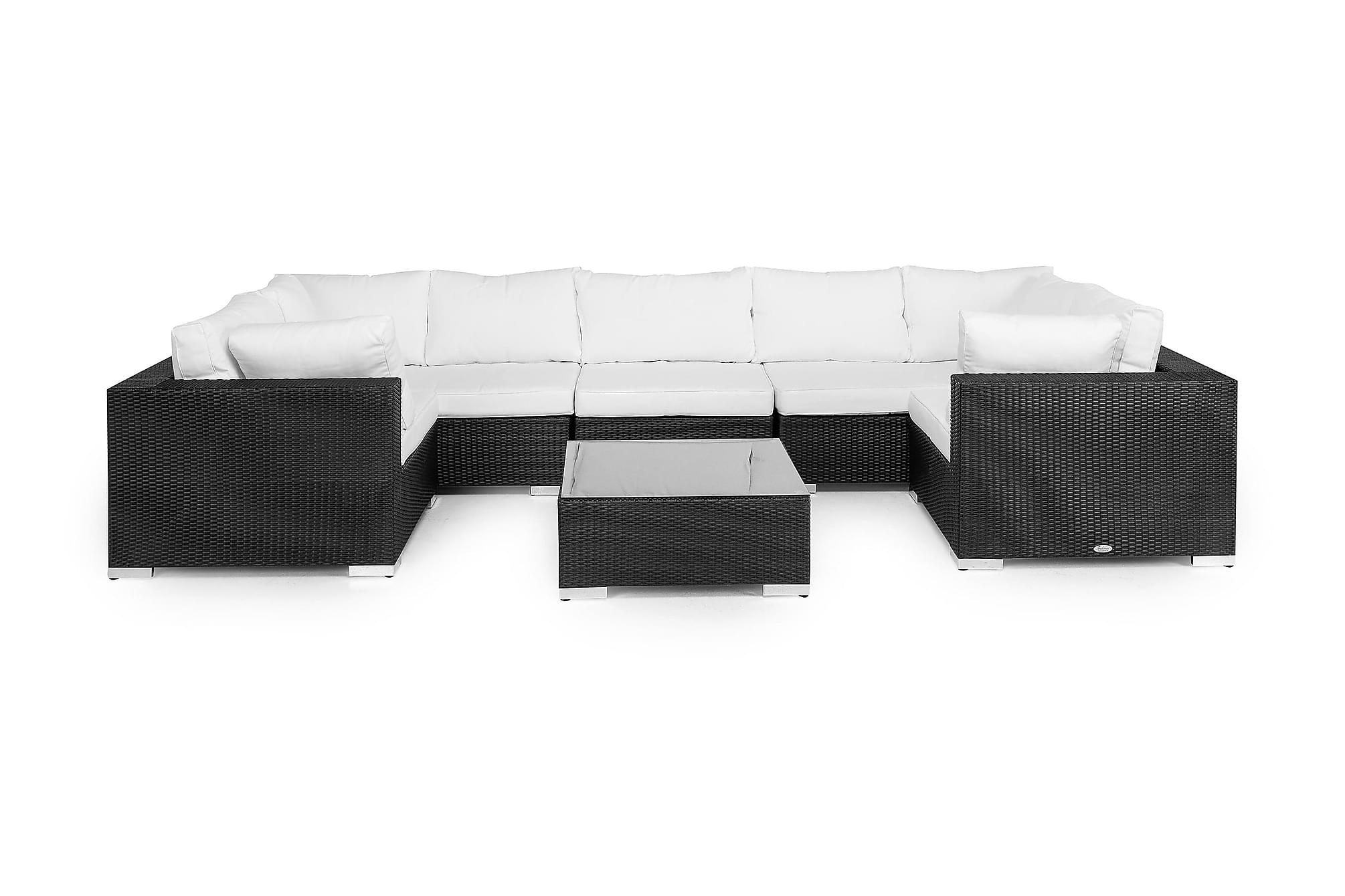 Nordic Outdoor - Bora 8-sits Loungesoffa inkl Blockbord Svart