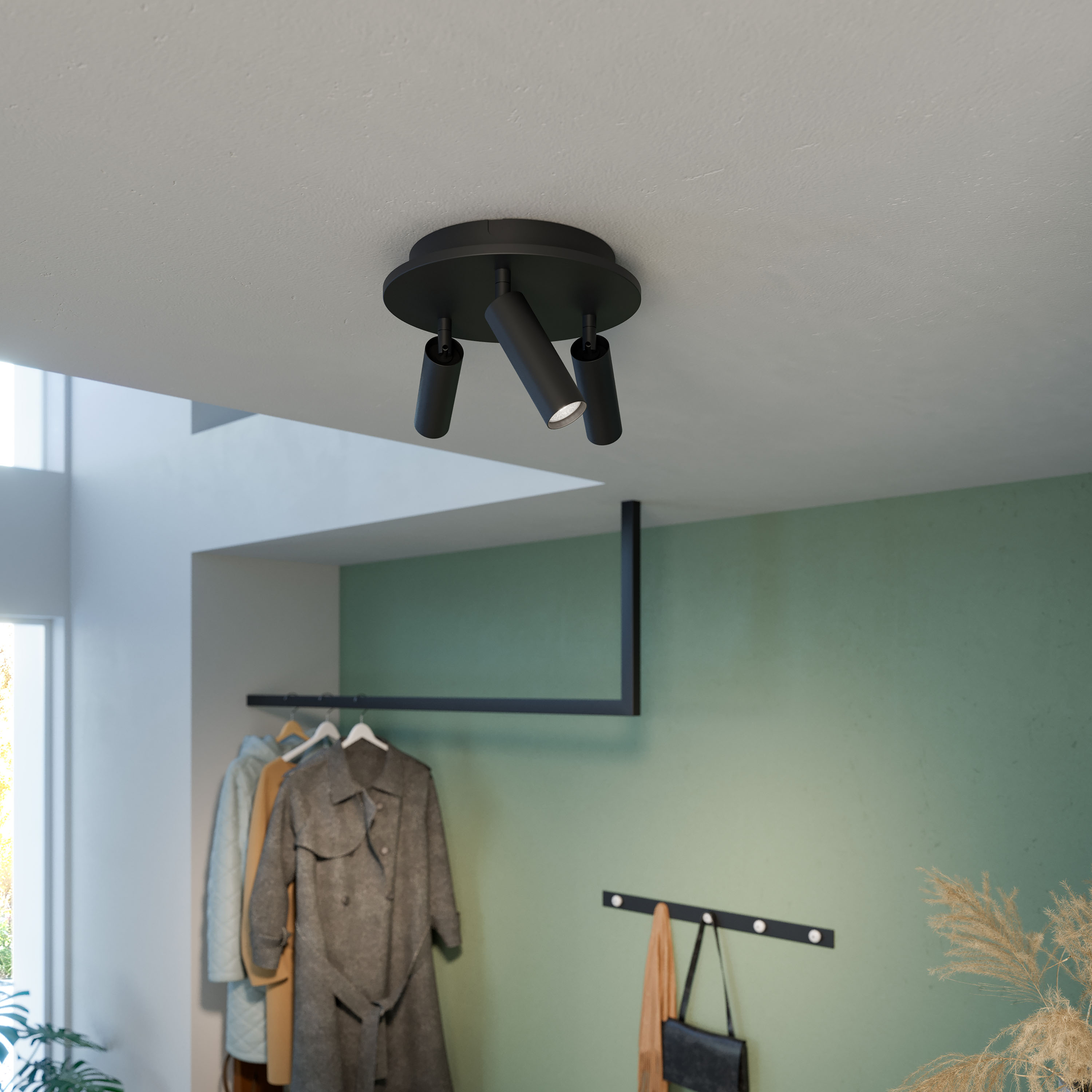 Herstal Pipeline Rund 3 Spotlight Mattschwarz