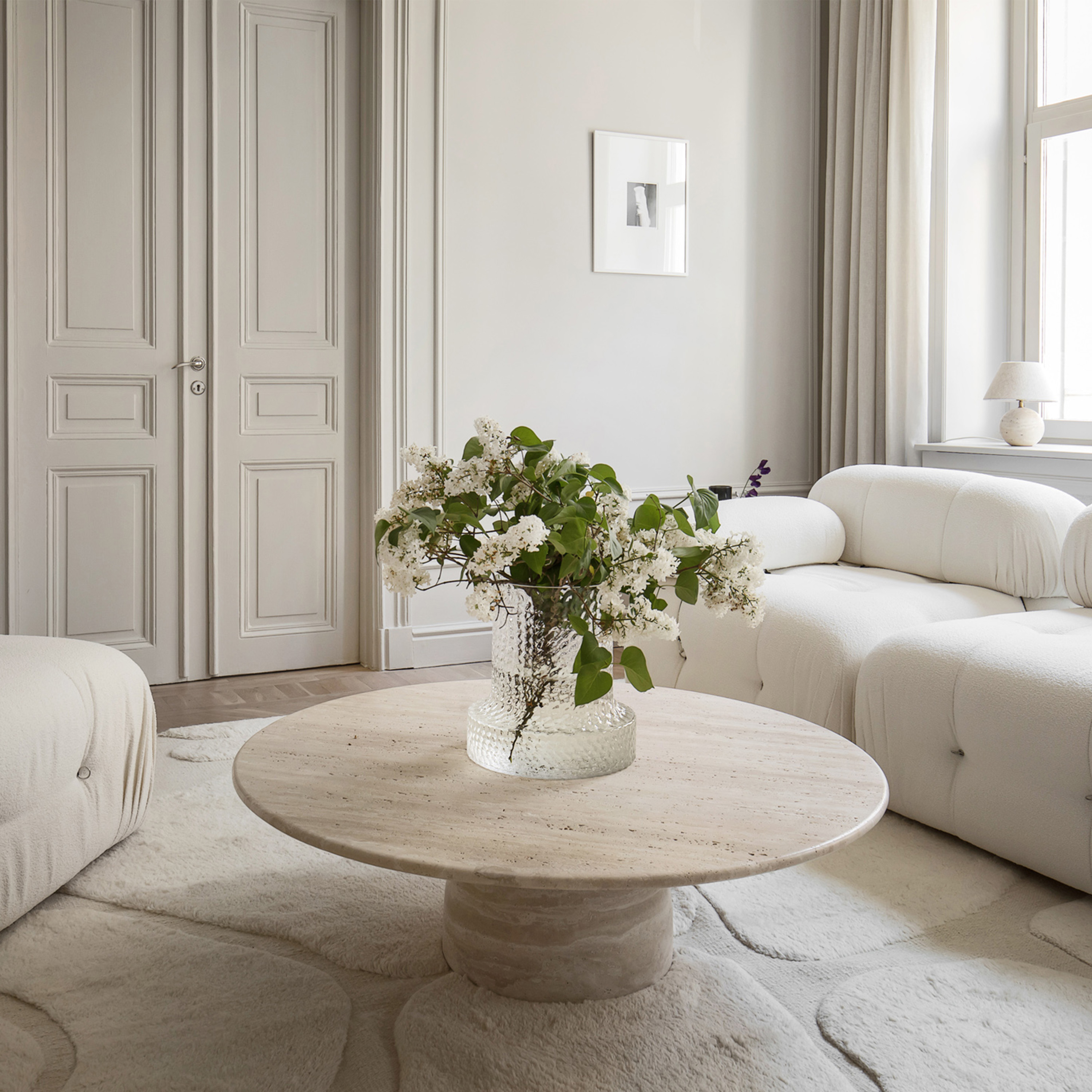 Sleepo Collection Nicola Soffbord Travertin Ø110