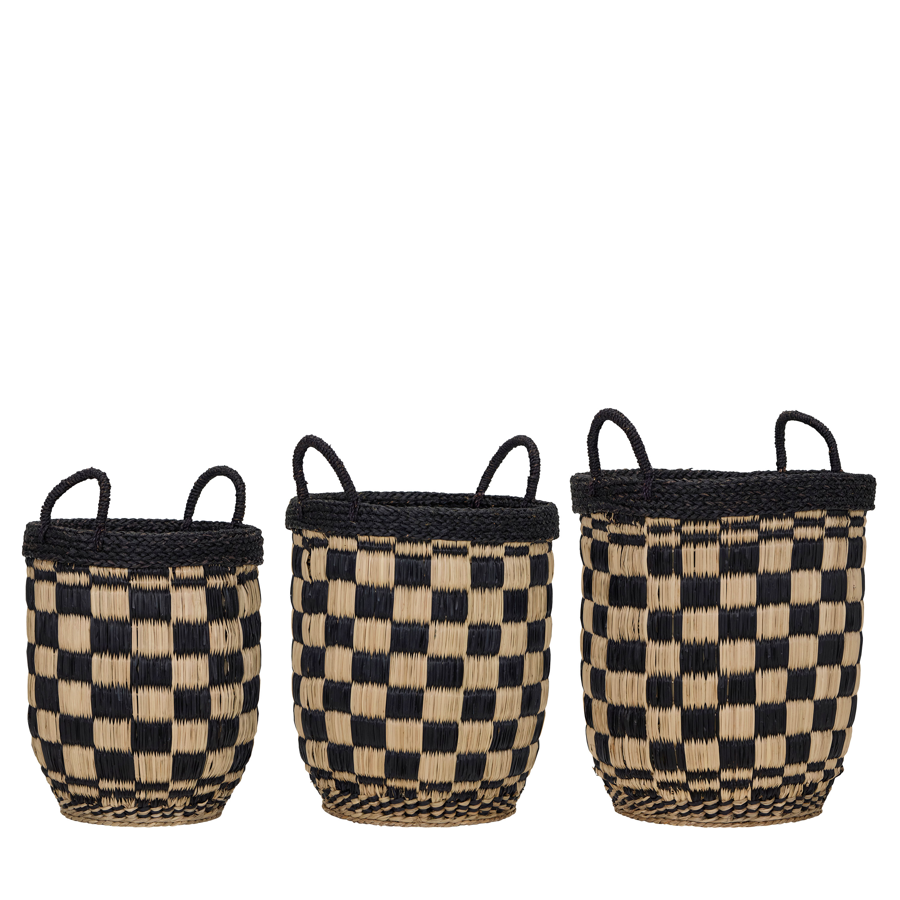 Basked Kurv Svart/Natur 3-pack