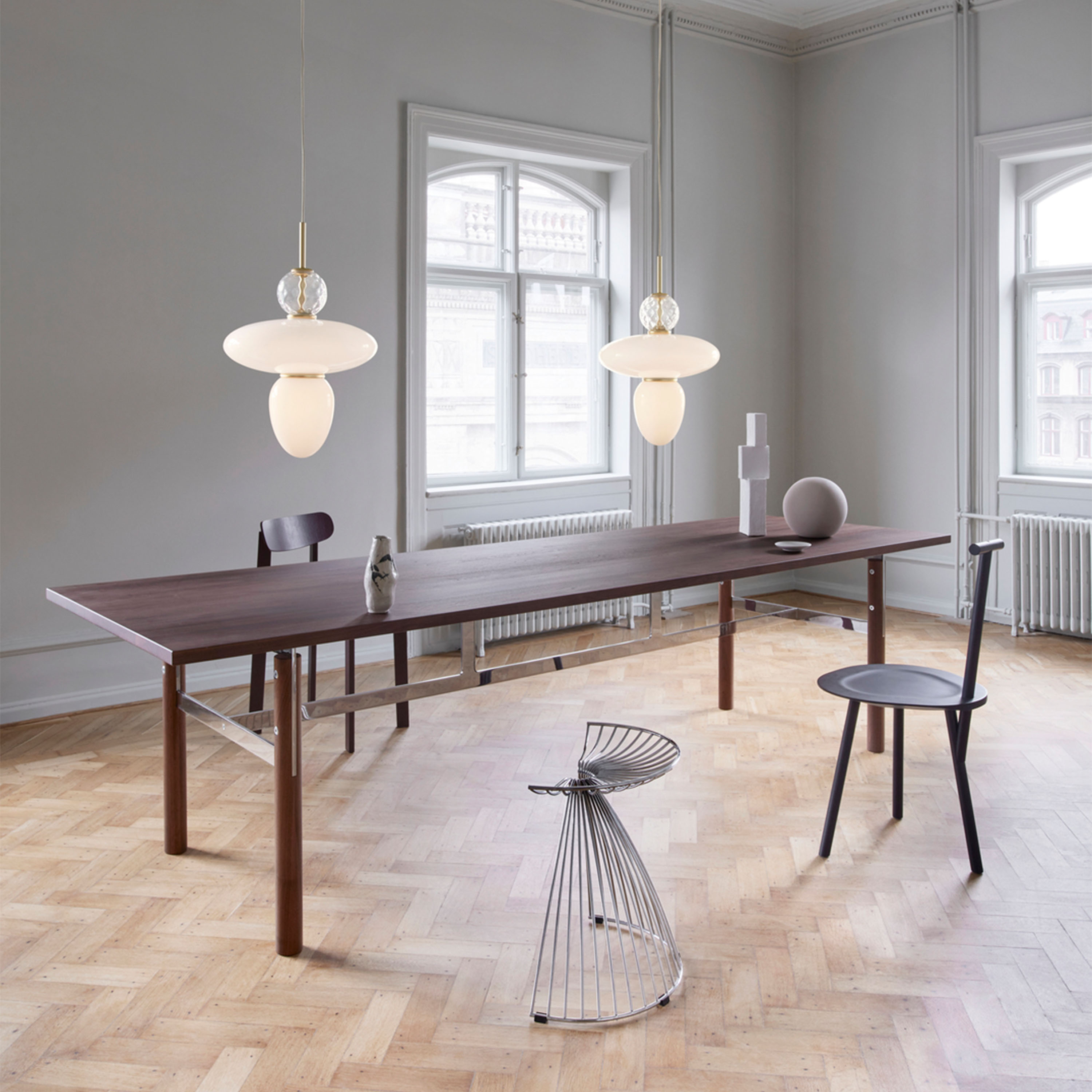 Nuura Rizzatto 43 Taklampa Satin Brass/Opal