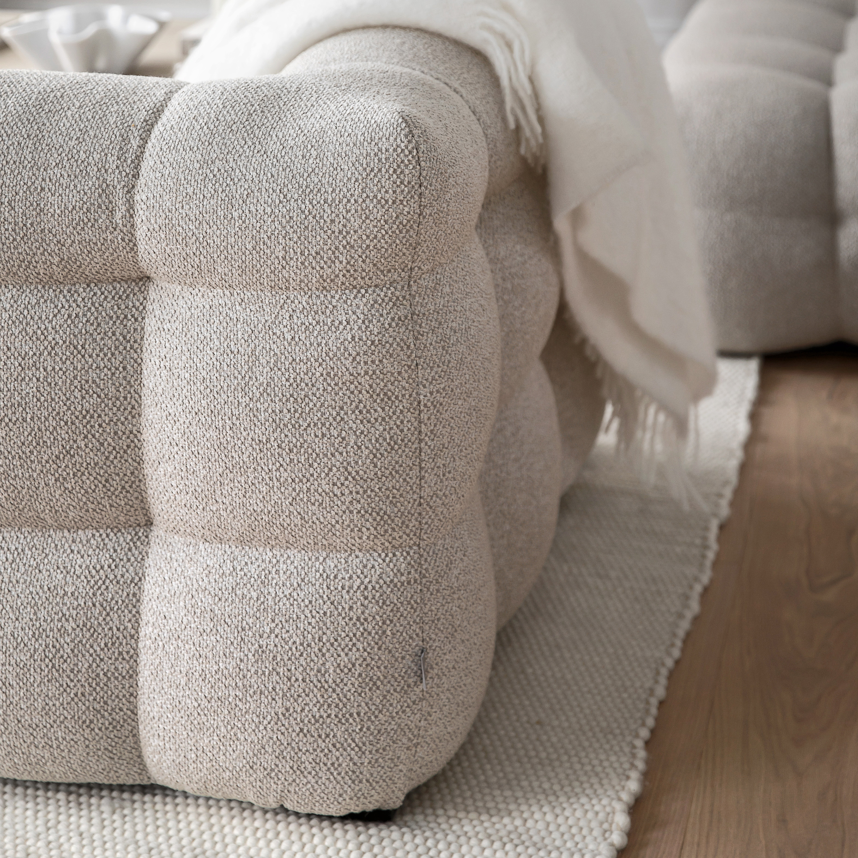 Sleepo Collection Billie 3-sits Soffmodul Höger Armstöd Beige Bouclé 202cm