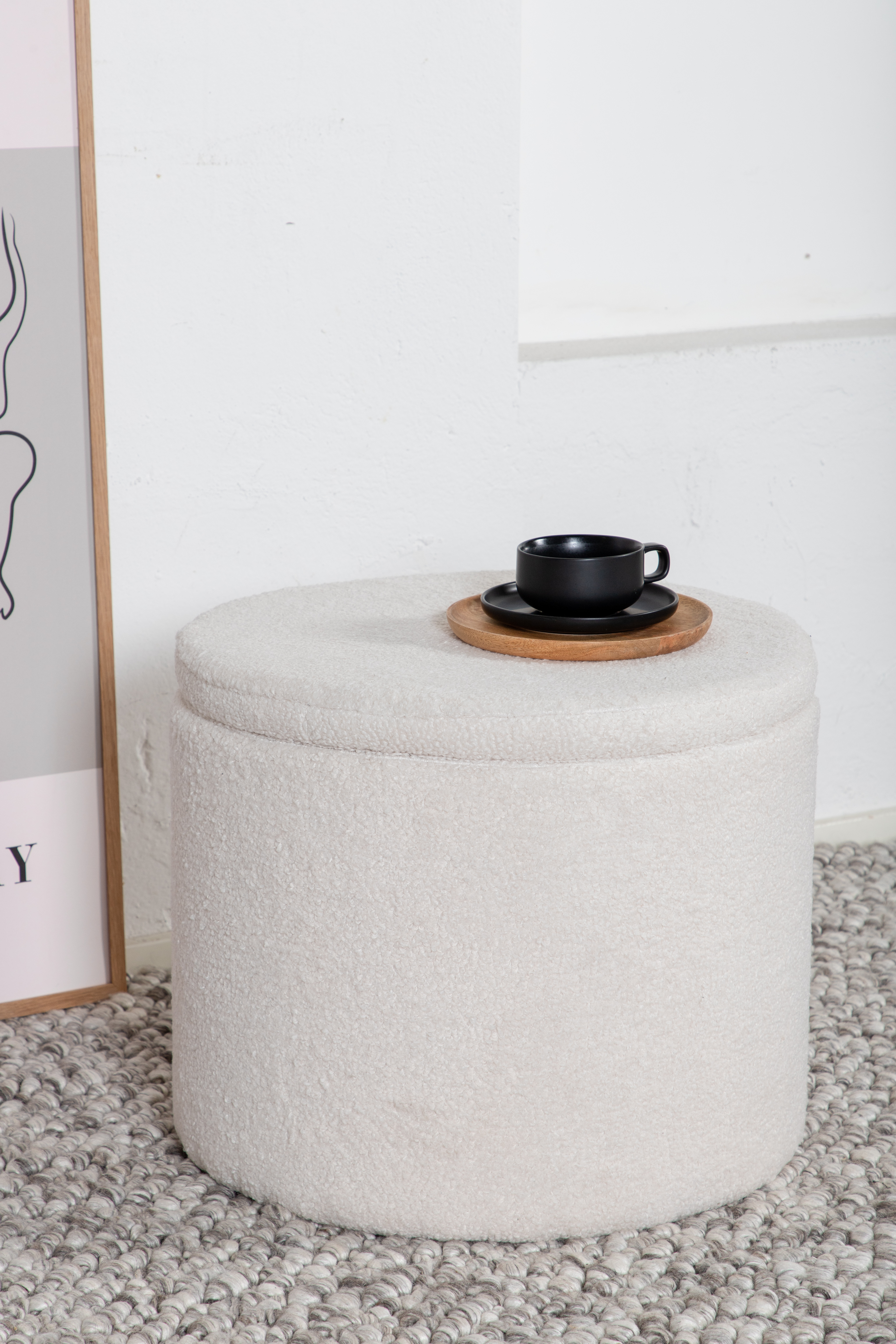 Venture Home Frances Sittpuff Förvaring Teddy Offwhite