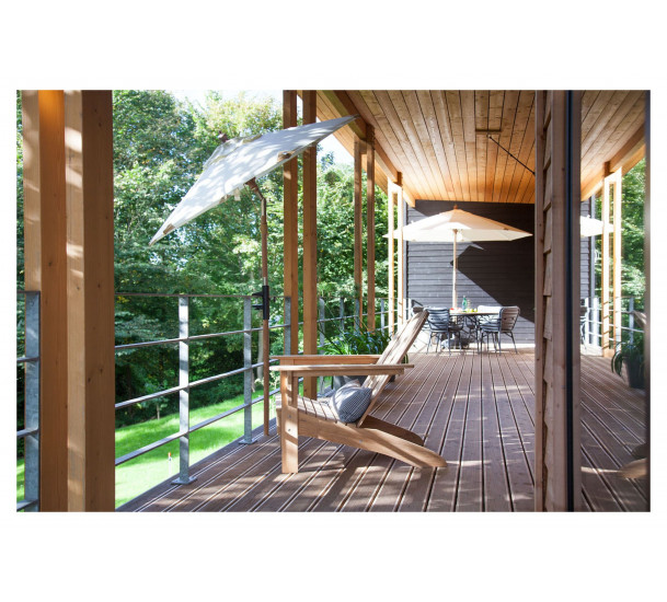 Cinas Balcony Parasoll Off-White/Teak Ø180