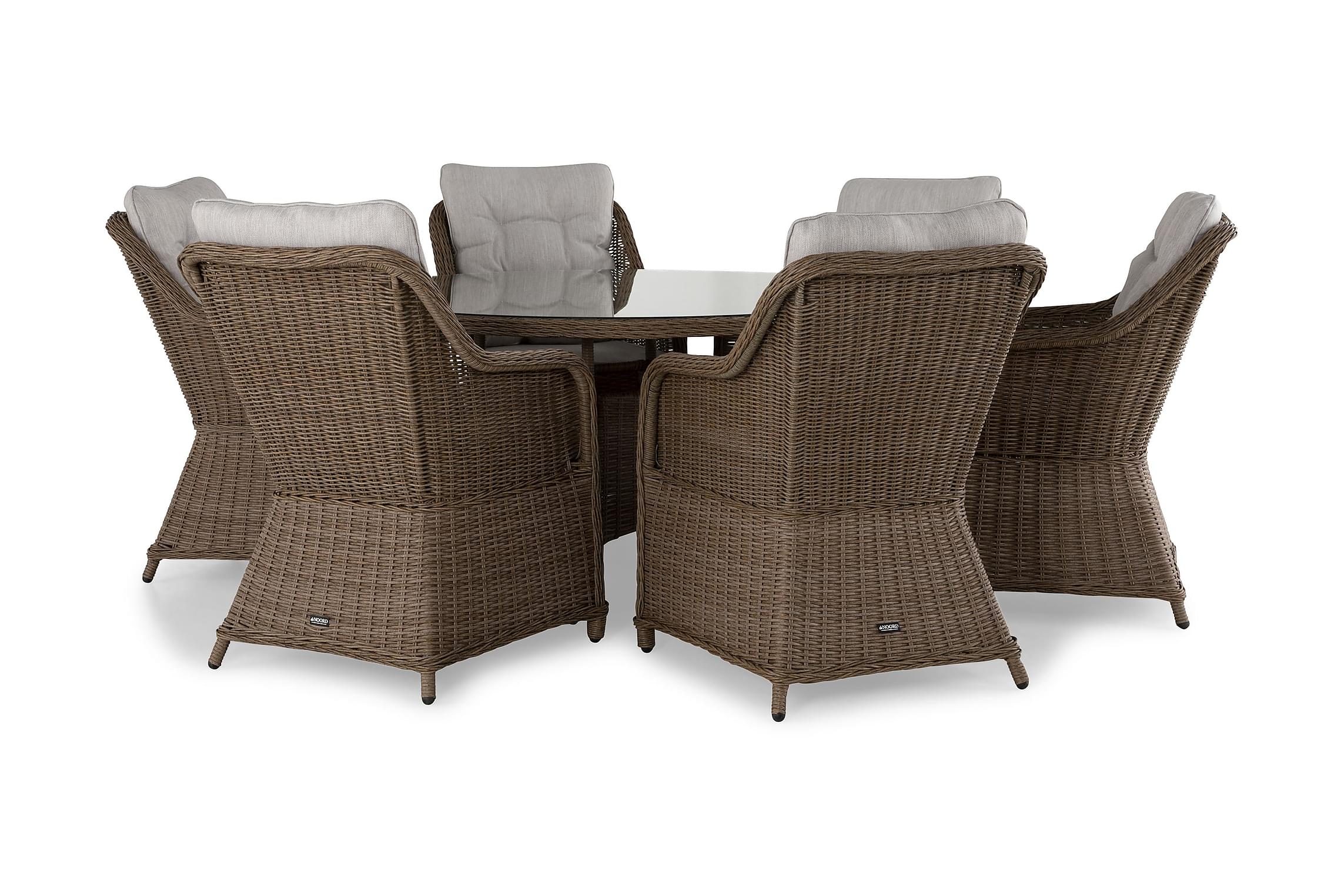 Nordic Outdoor - Lillian Matgrupp + 6 Stolar Brun 140cm