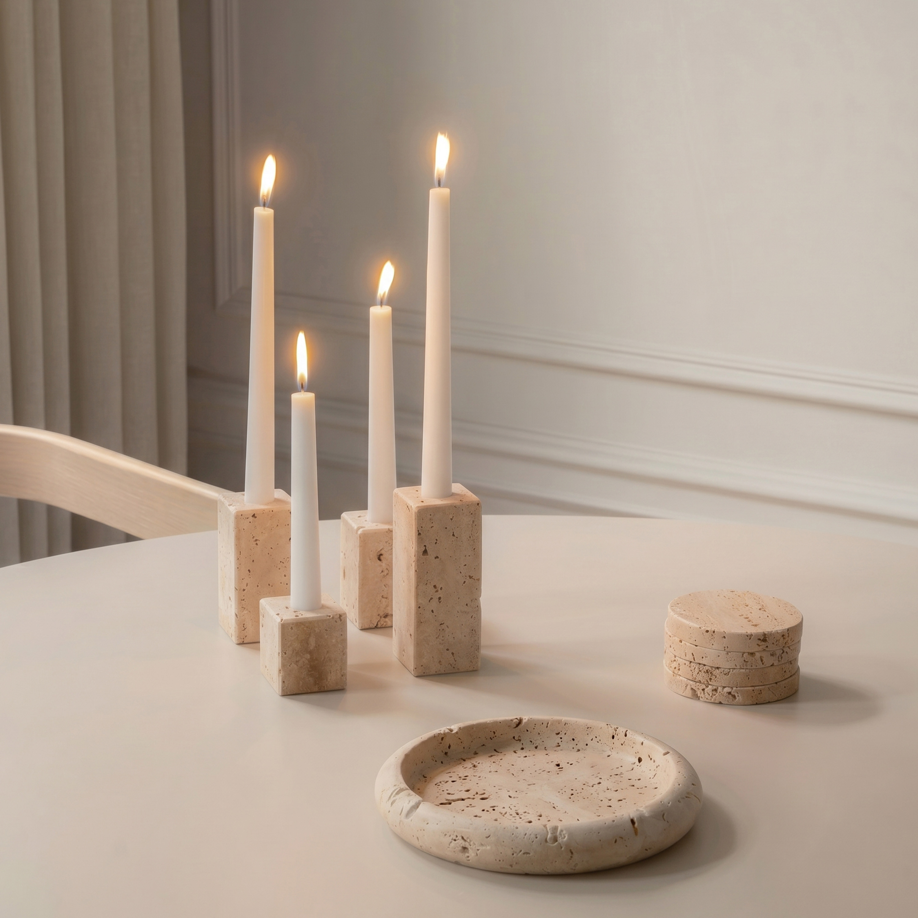 Sleepo Collection Travis Ljusstake Travertin 4-pack