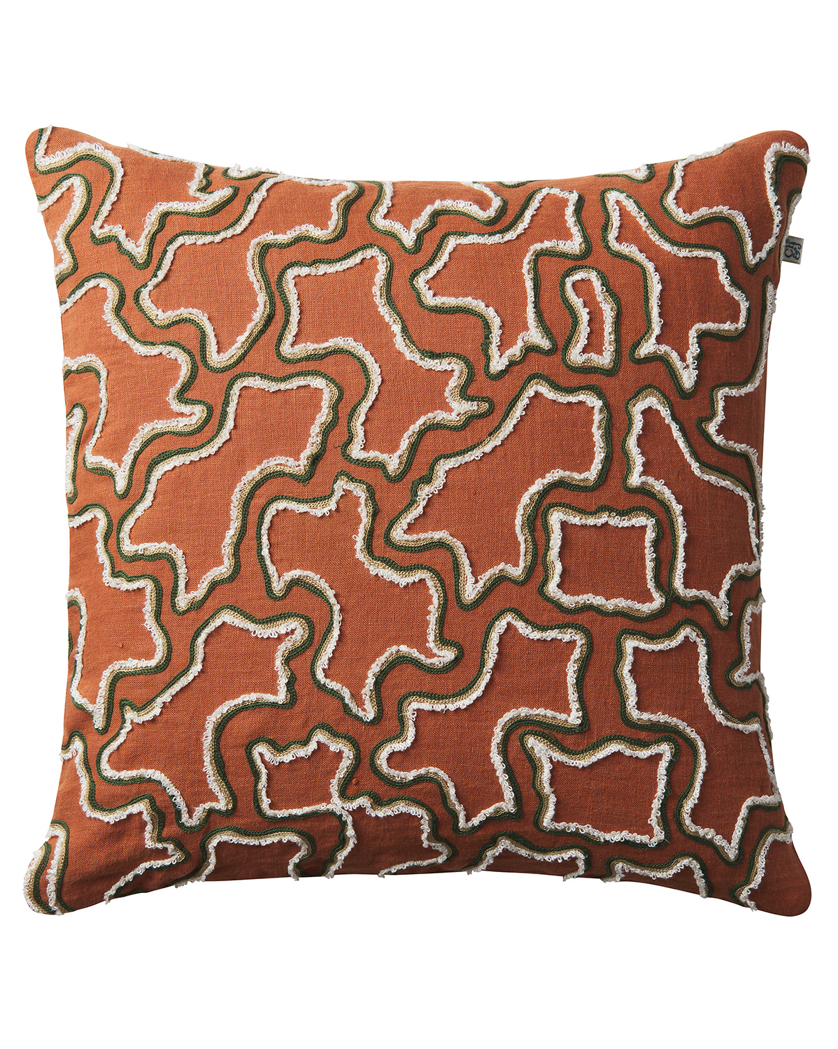 Chhatwal & Jonsson - Kamal Kissenbezug Leinen Terrakotta/Waldgrün/Sand/Off-White 50x50 - Orange - Dekokissenbezug