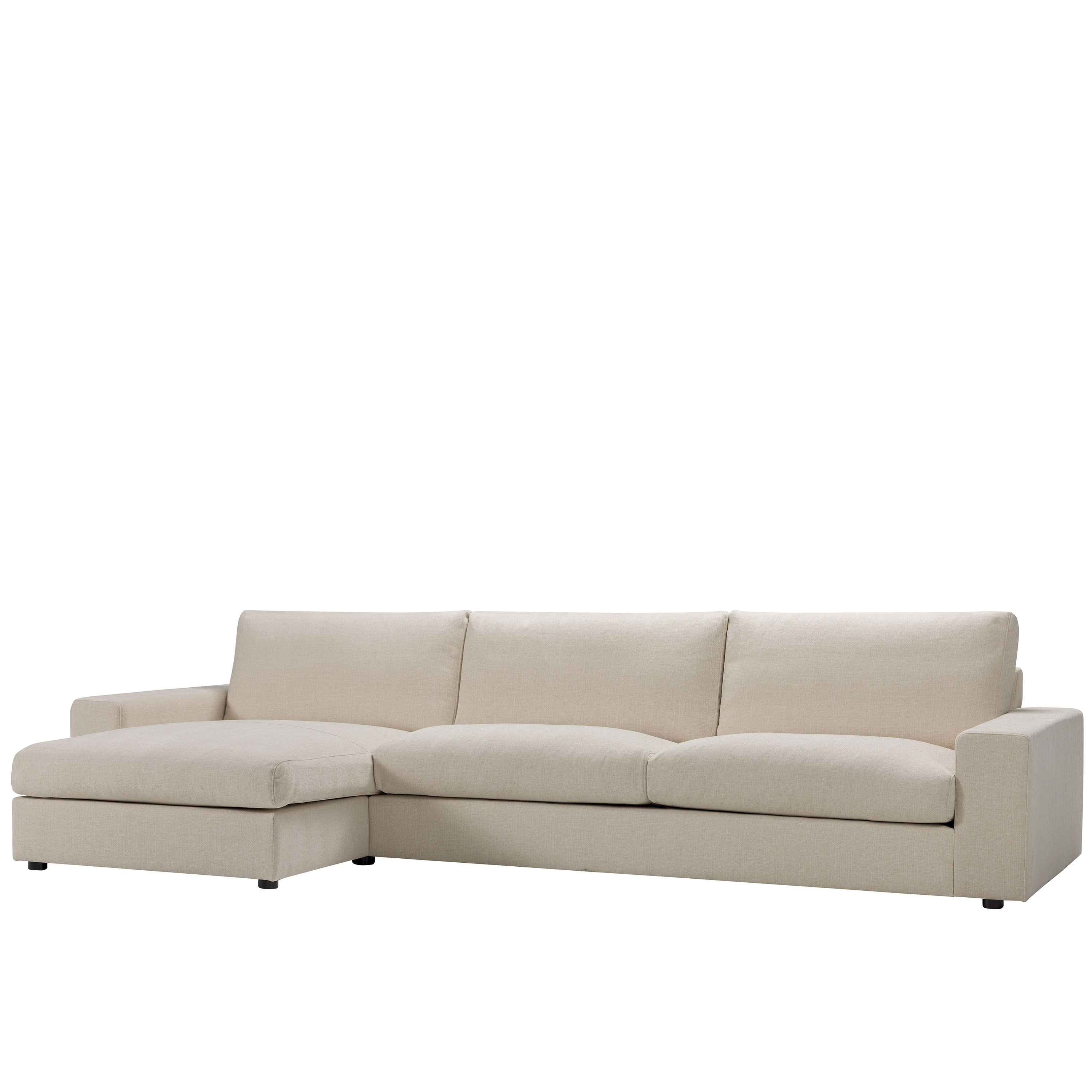Mia 3-Seater Chaise Sofa Left Cream 326cm