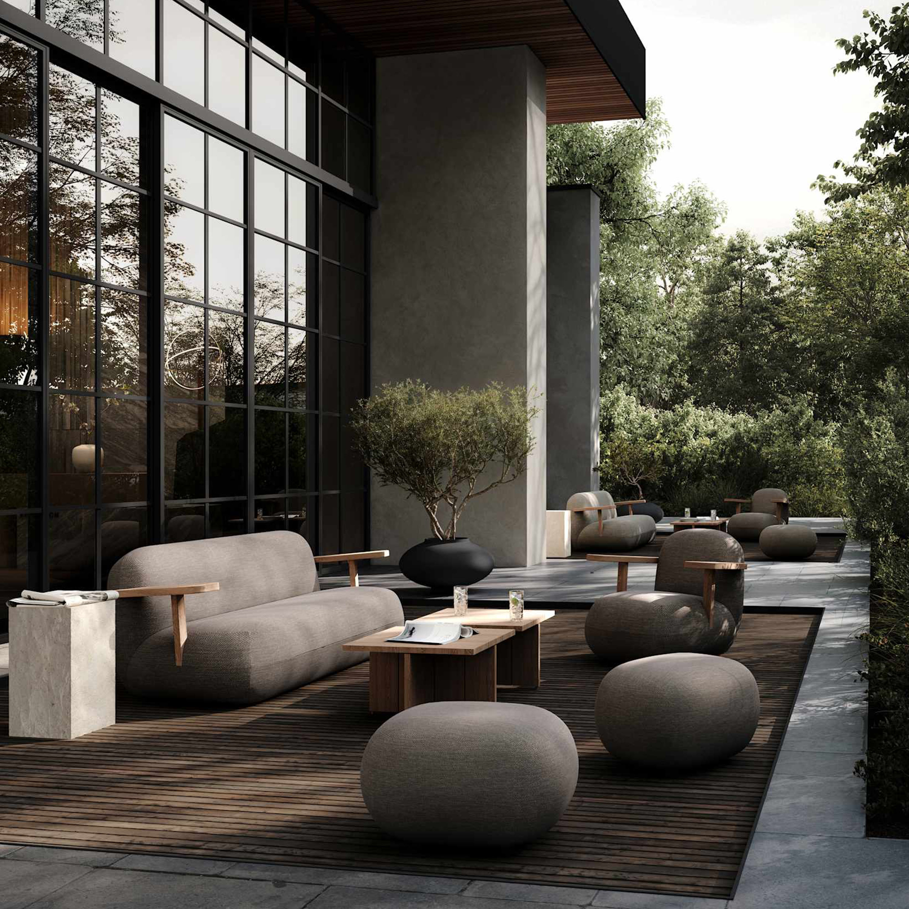 101 Copenhagen Toe Soffa Teak/Stone Gray