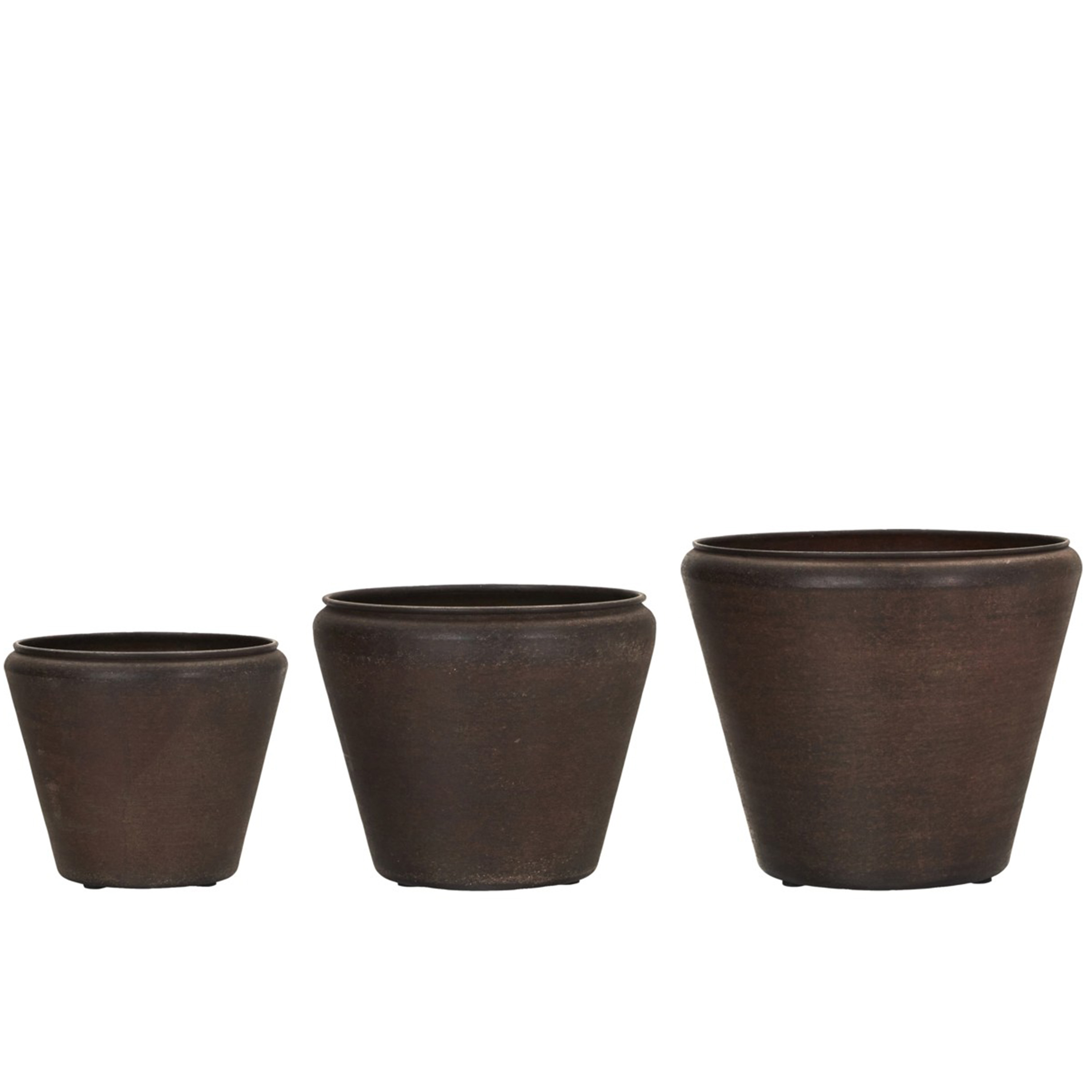 House Doctor - Funnel Krug 3er-Pack Antikbraun - Blumentöpfe im Freien
