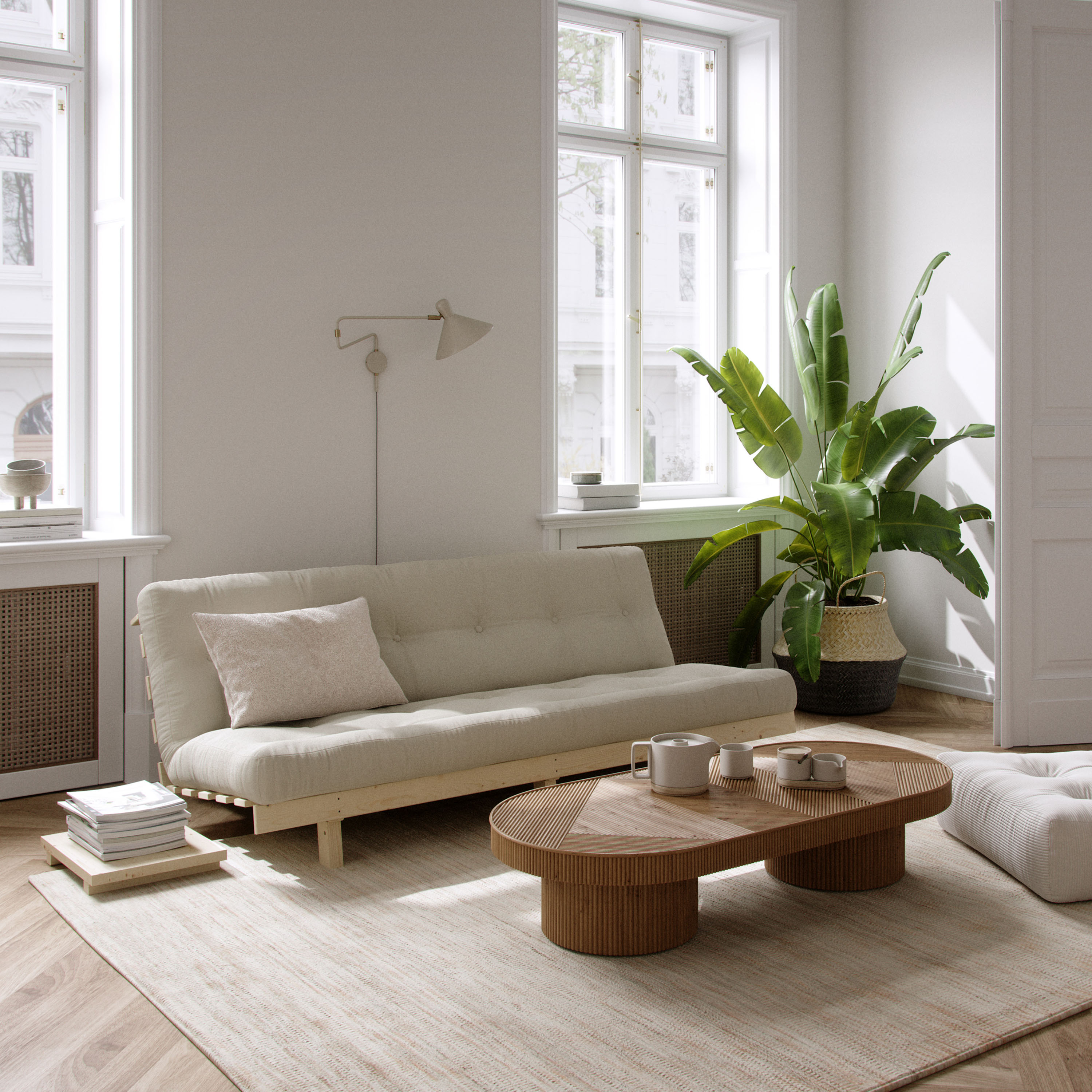 Karup Design Lean Vuodesohva Natur/Petrol Blue 190cm