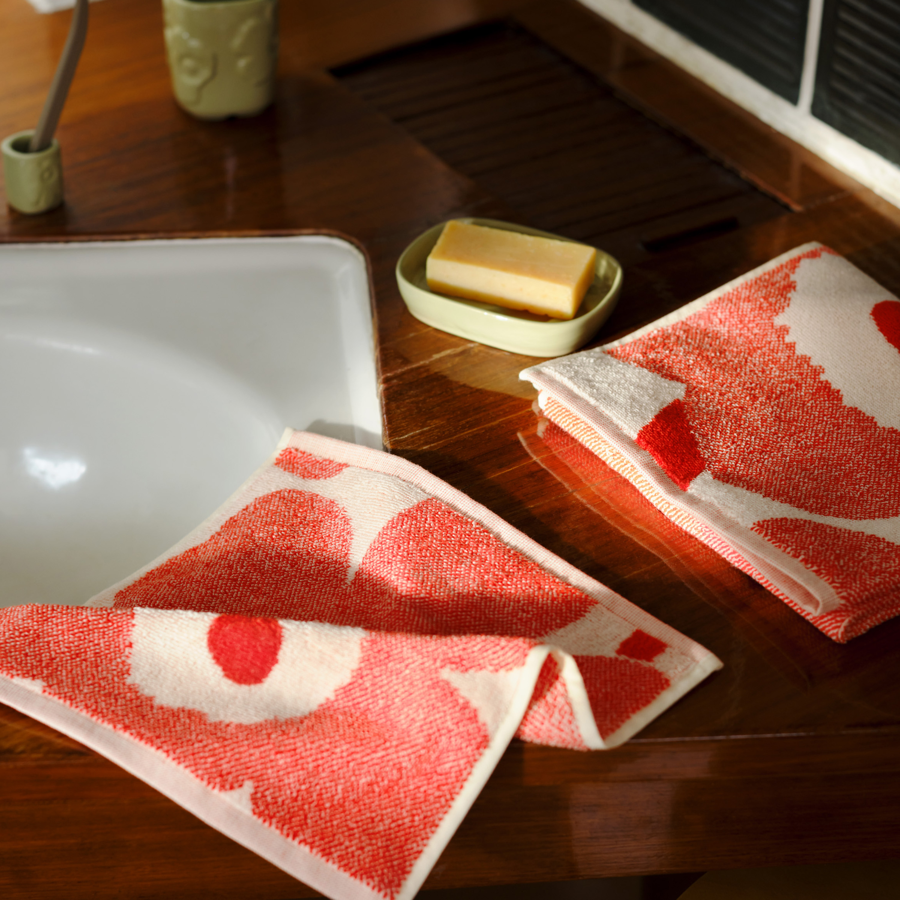 Marimekko Unikko Handduk Off White/Orange Red 32x50