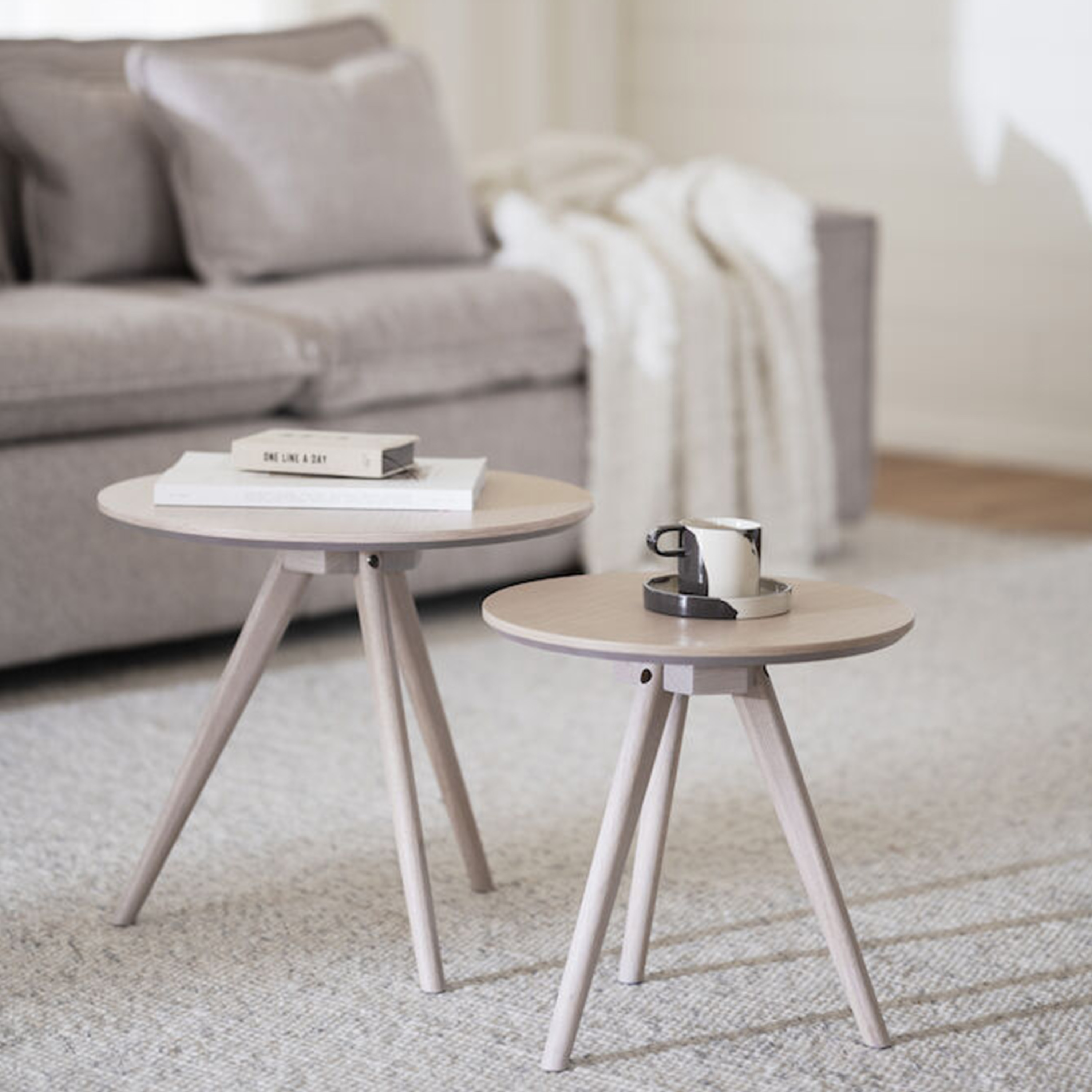 Rowico Home Yumi Beistelltisch Weiß pigmentiert 2er-Pack