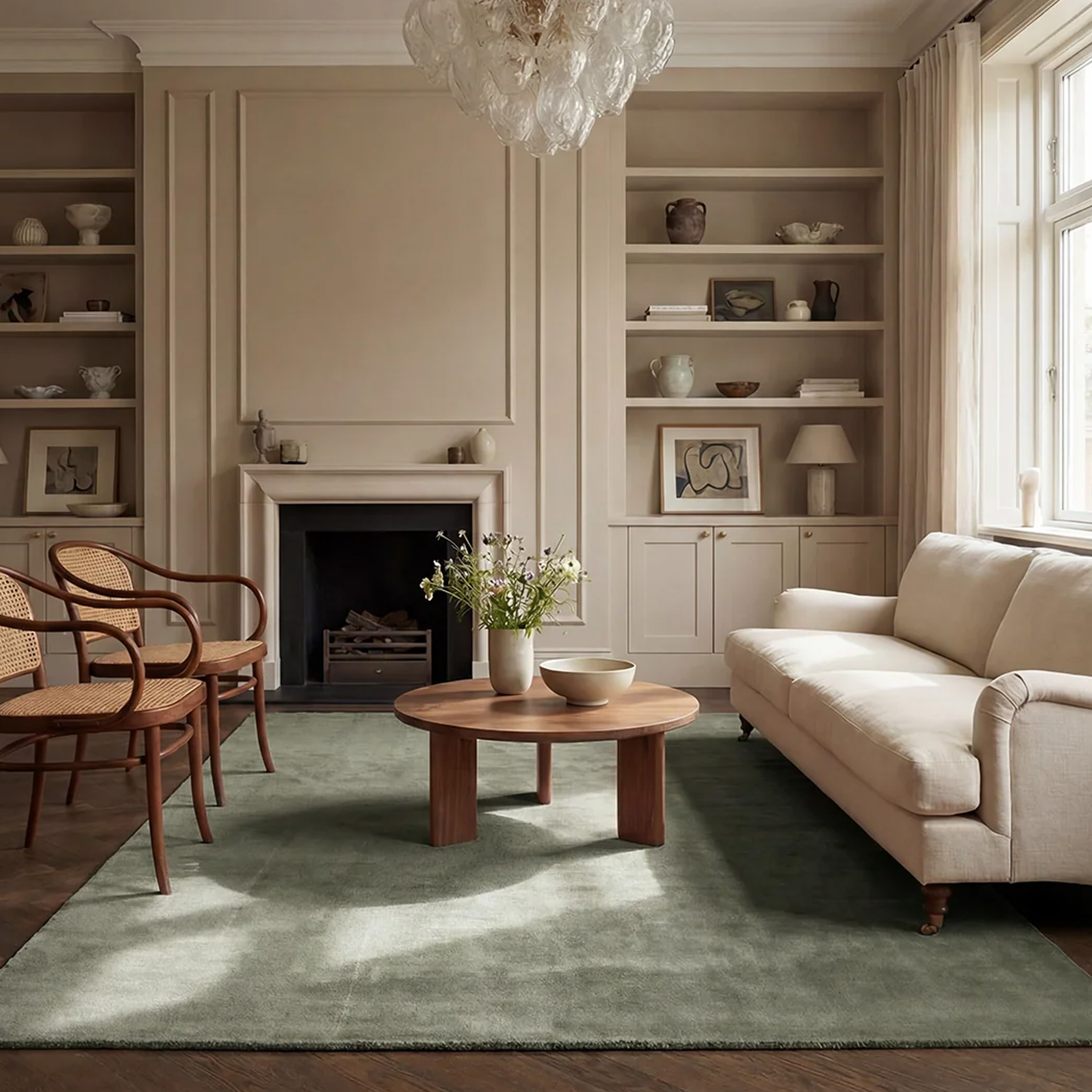 Classic Collection Solid Wool Rug Green 200x300