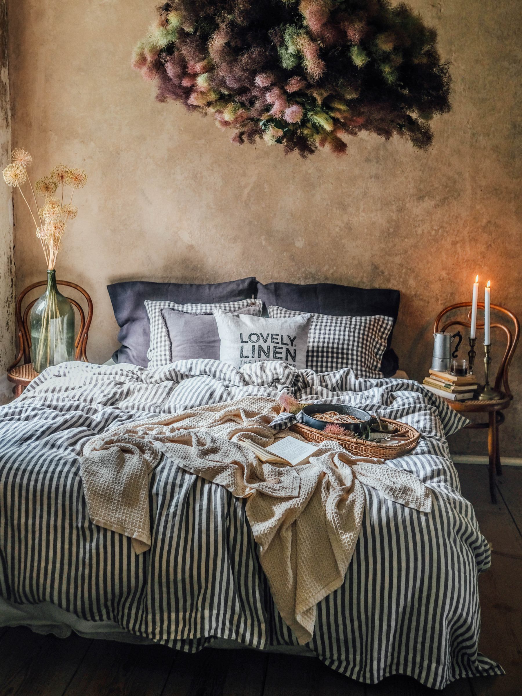 Lovely Linen Misty Örngott Linne Edge Dark Grey 50x60