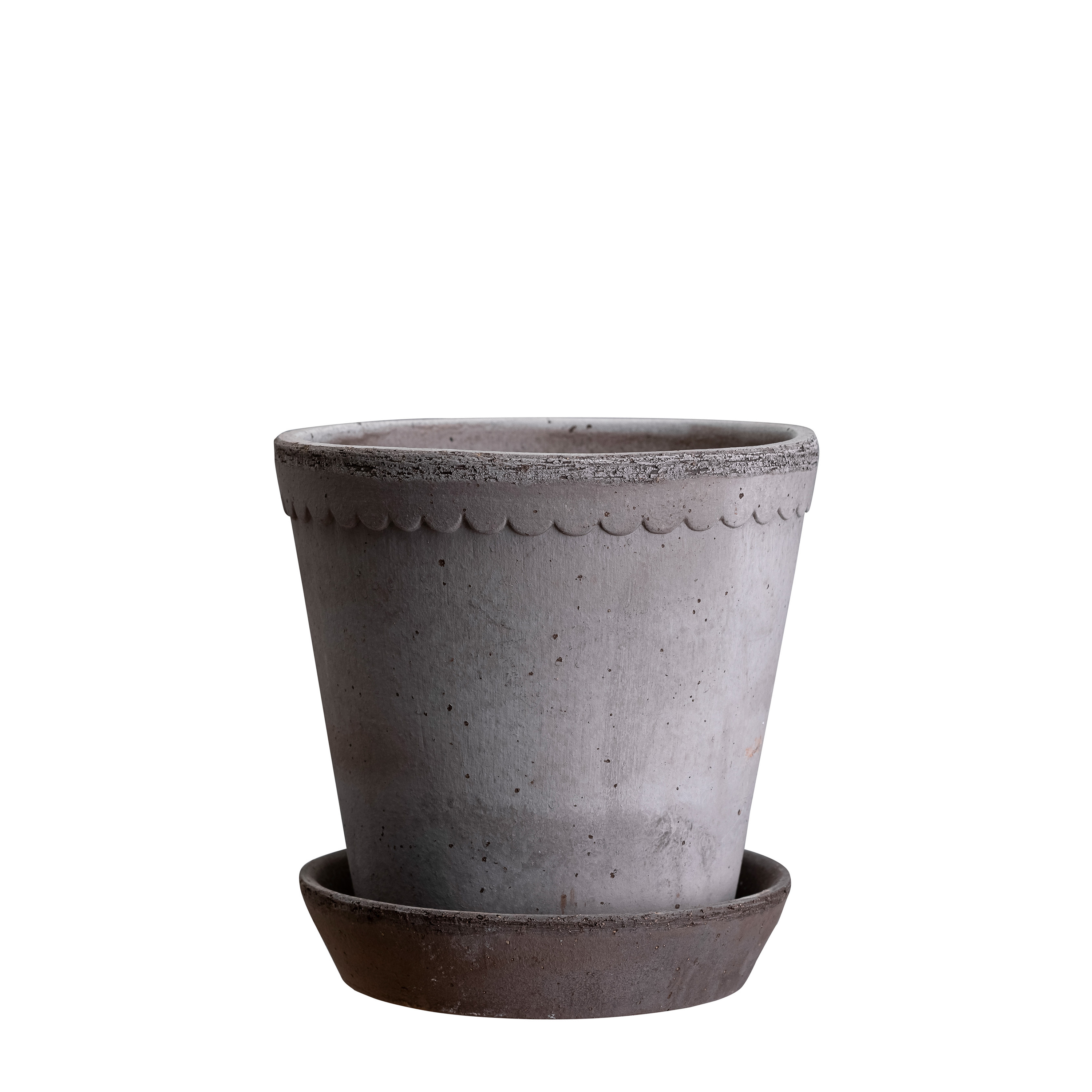 Helena Kruka med fat Raw Grey Terracotta Ø18