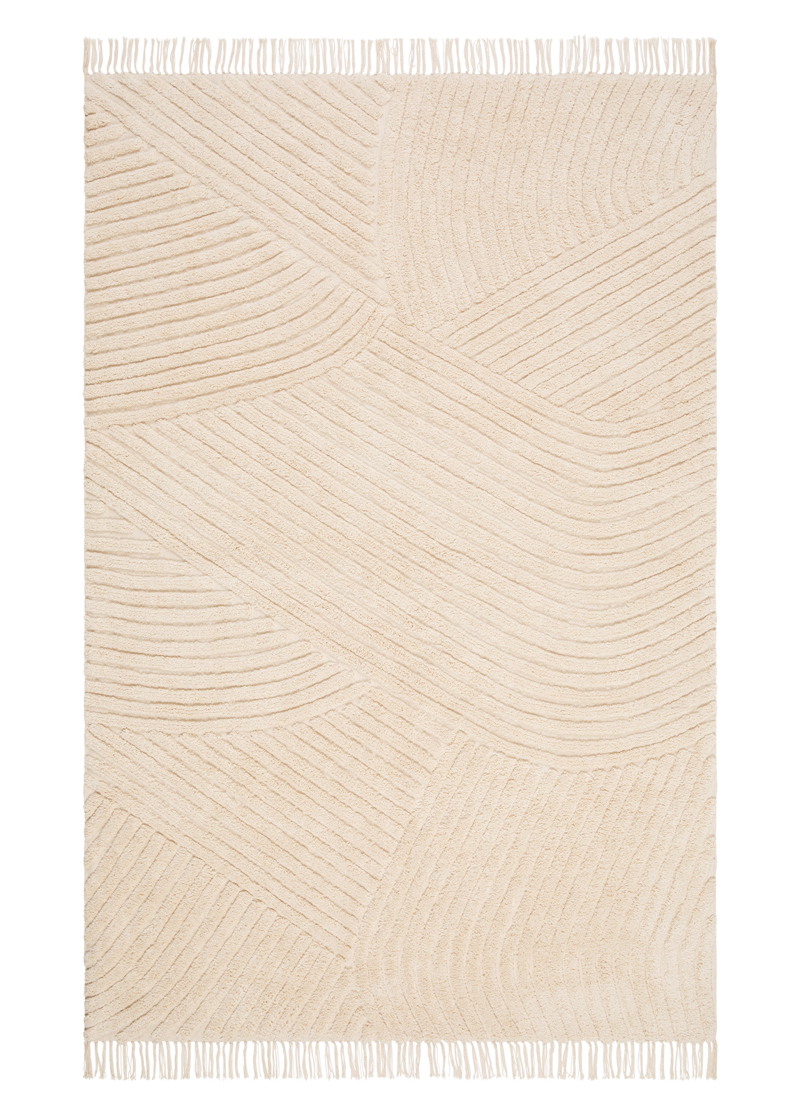 KM Carpets - Chelsie Abstrakt Bomullsmatta Creme 240x340 - Beige