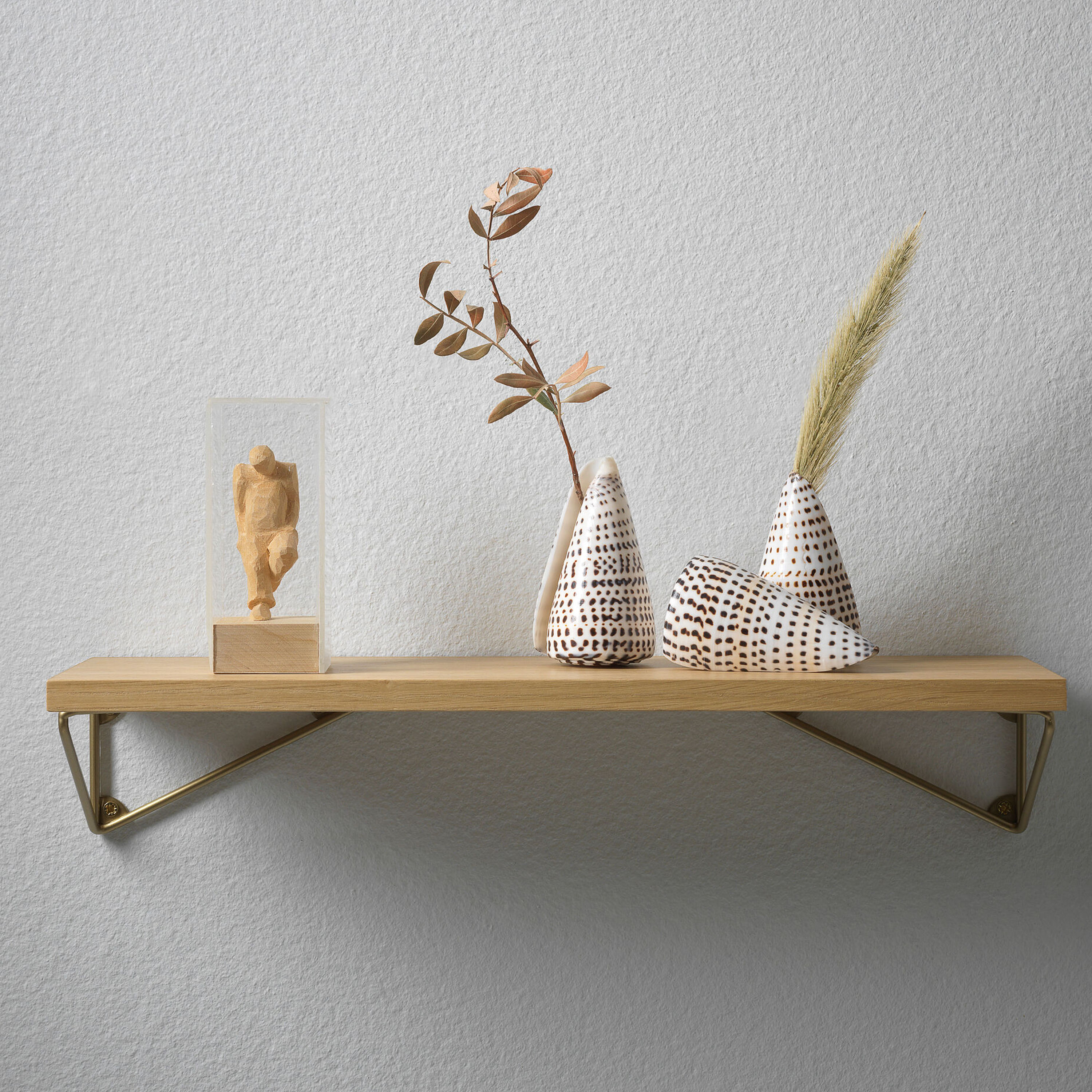 Maze Pythagoras Wall Shelf Natural Oak/Brass Matte XSmall