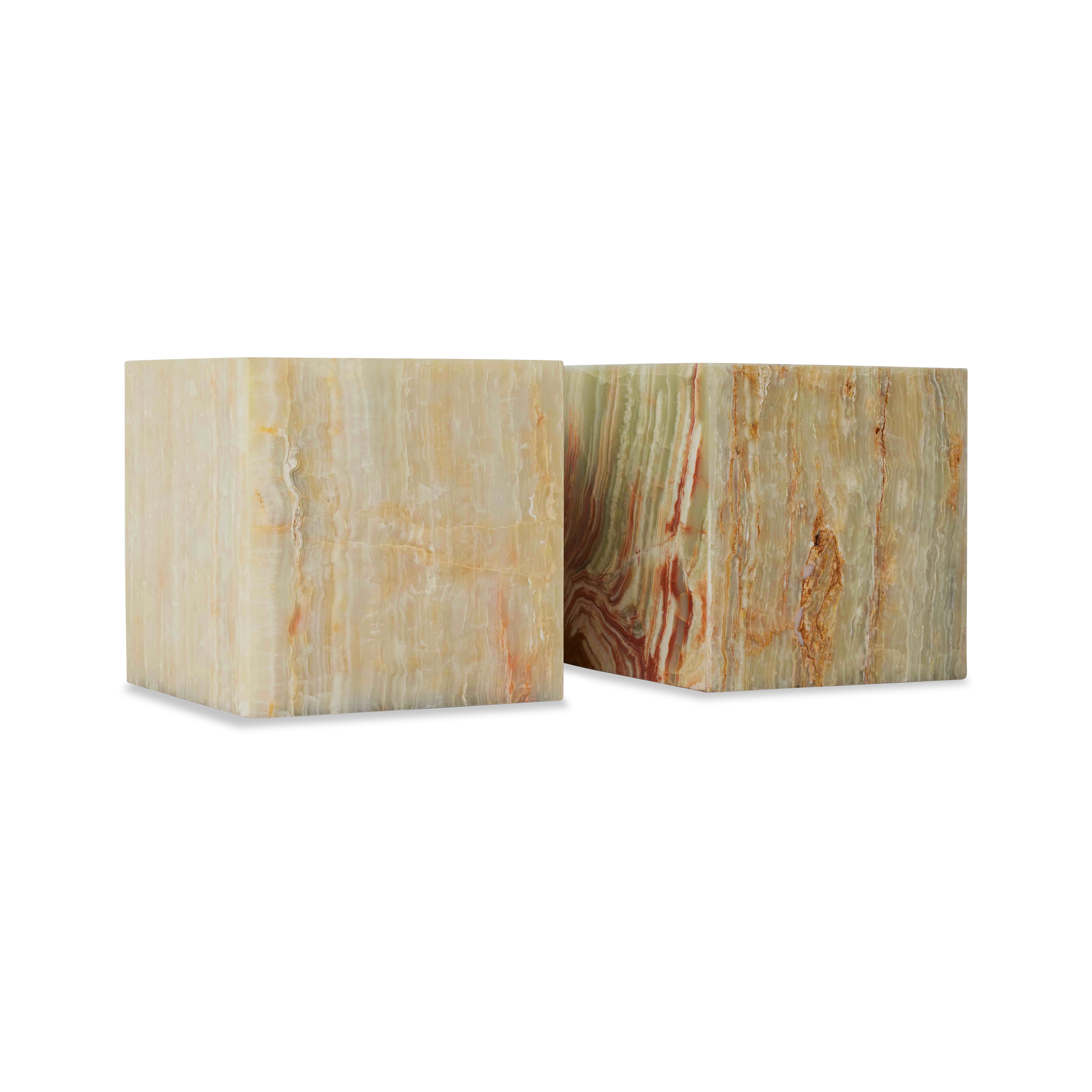HKliving Block Sidebord Onyx Marmor 35x35
