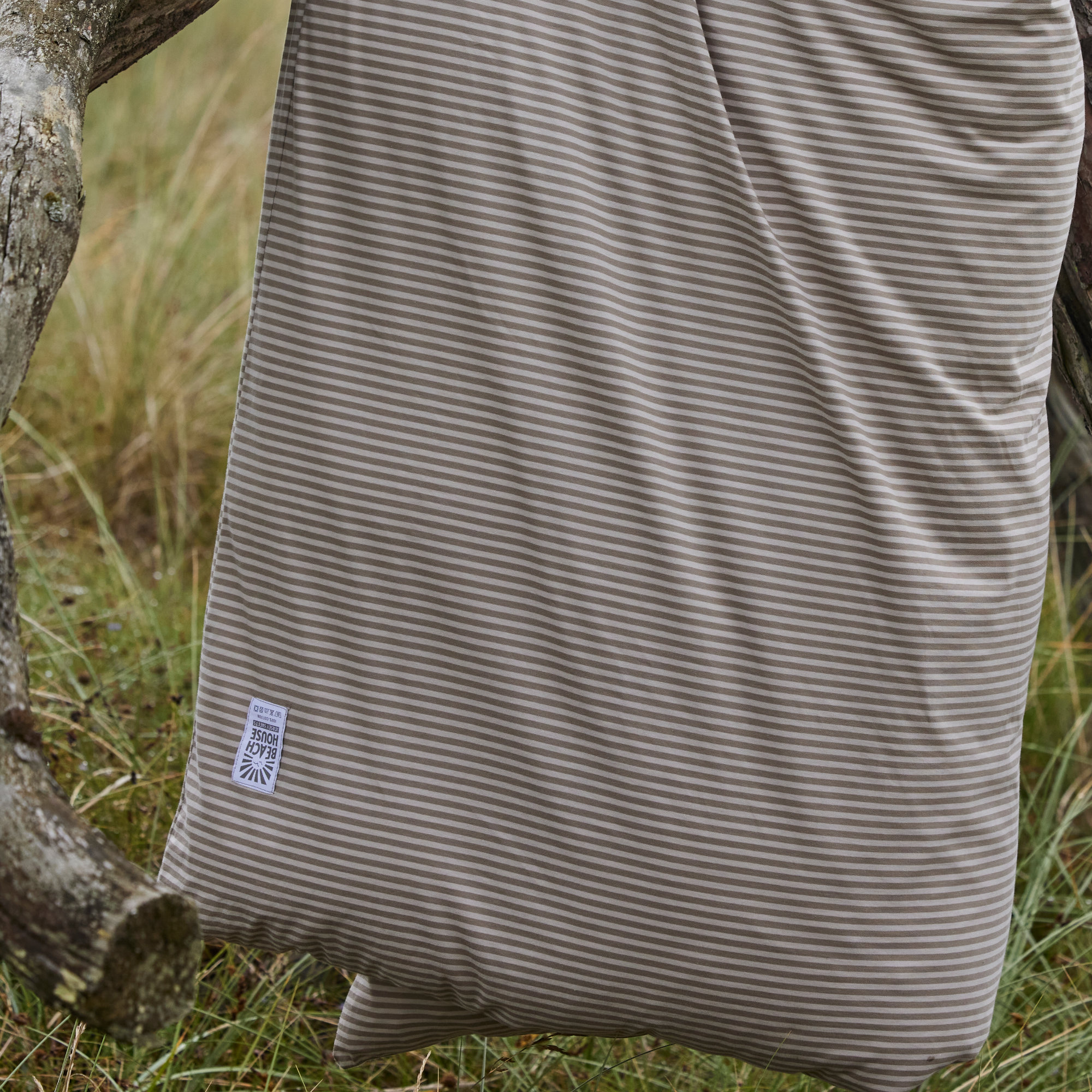 Beach House Company Stripy Påslakan Coffee/Greige Enkel