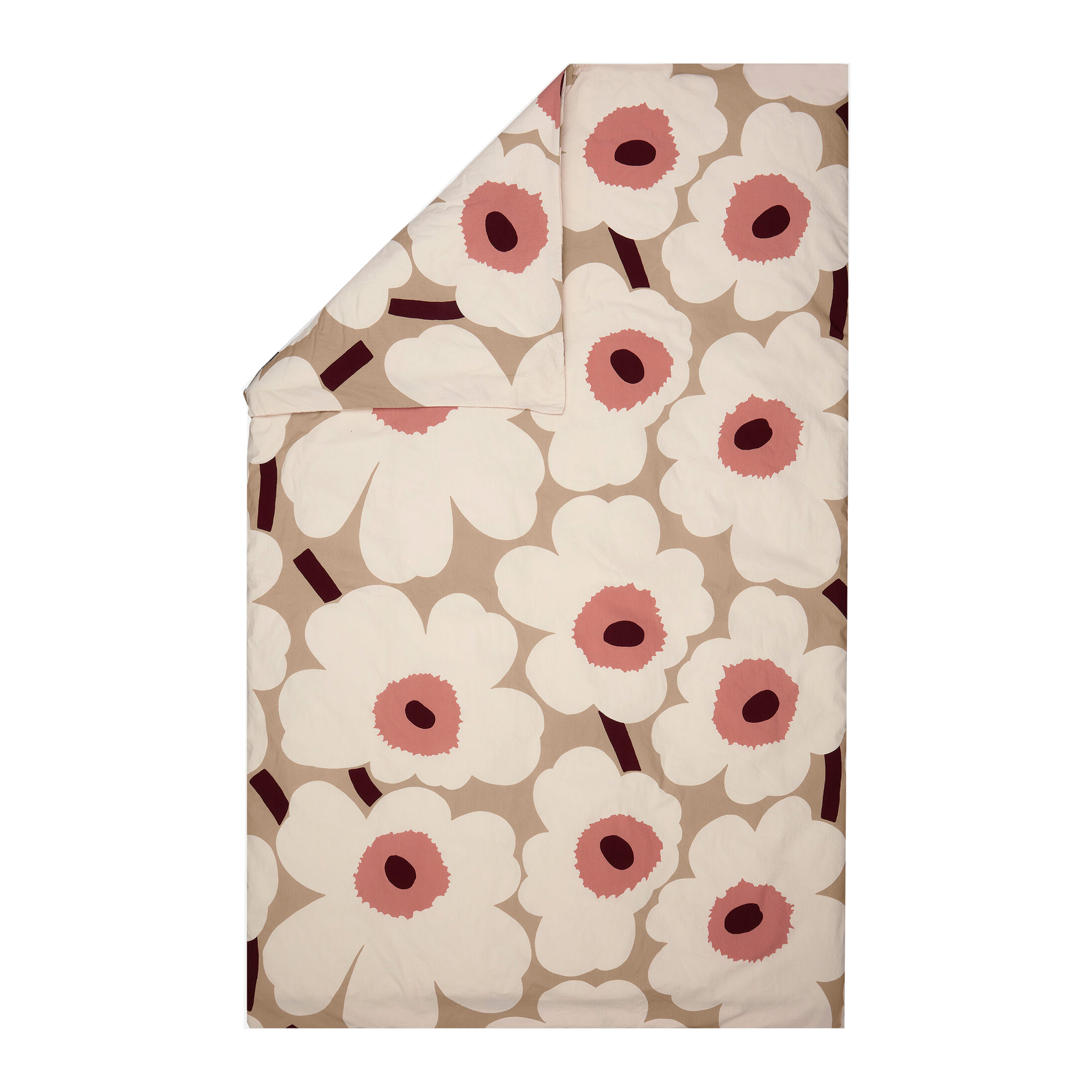 Unikko Påslakan Krepp Beige/Rose Dubbel