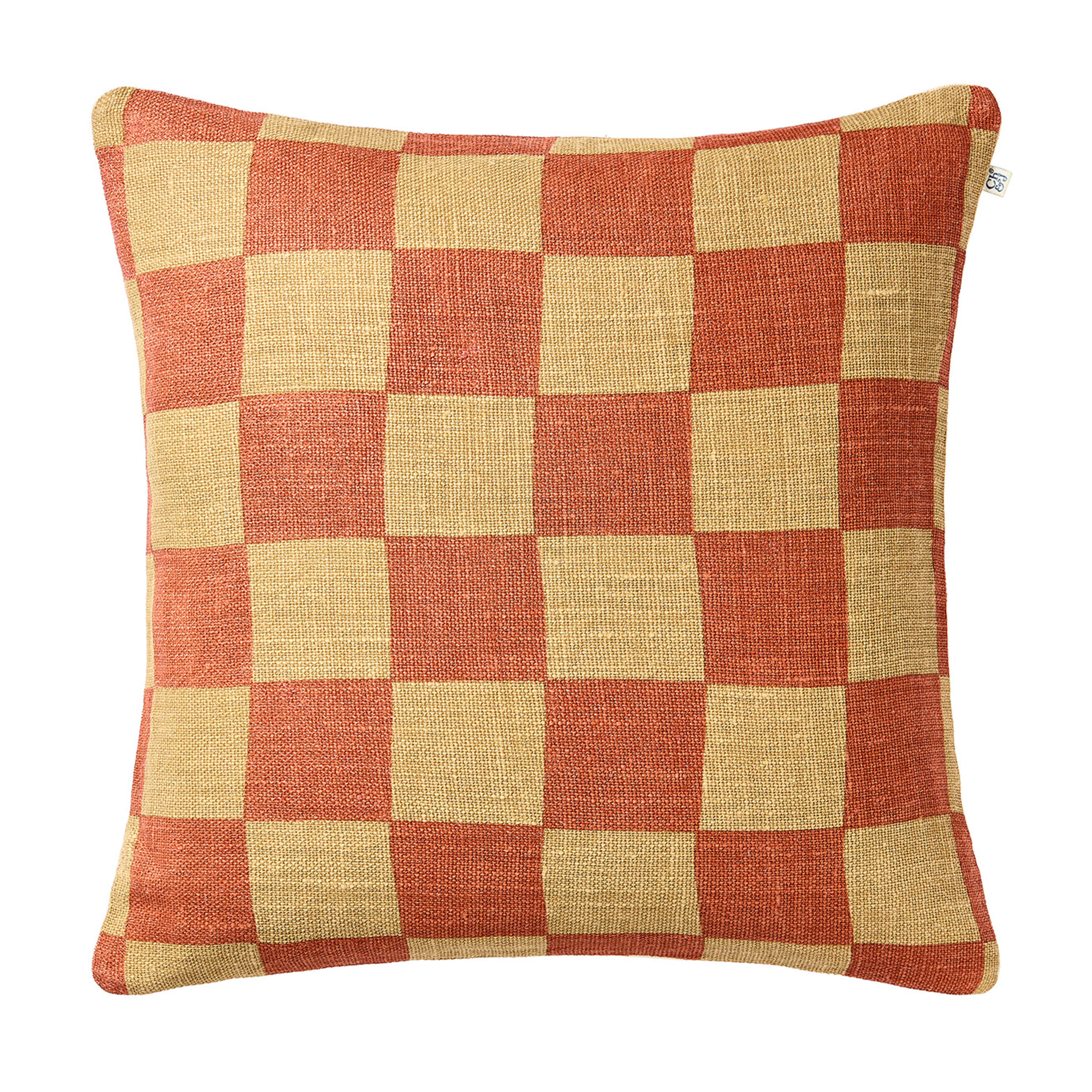 Chhatwal &amp; Jonsson Buffalo Check Putevar Lin Khaki/Apricot Orange 50x50