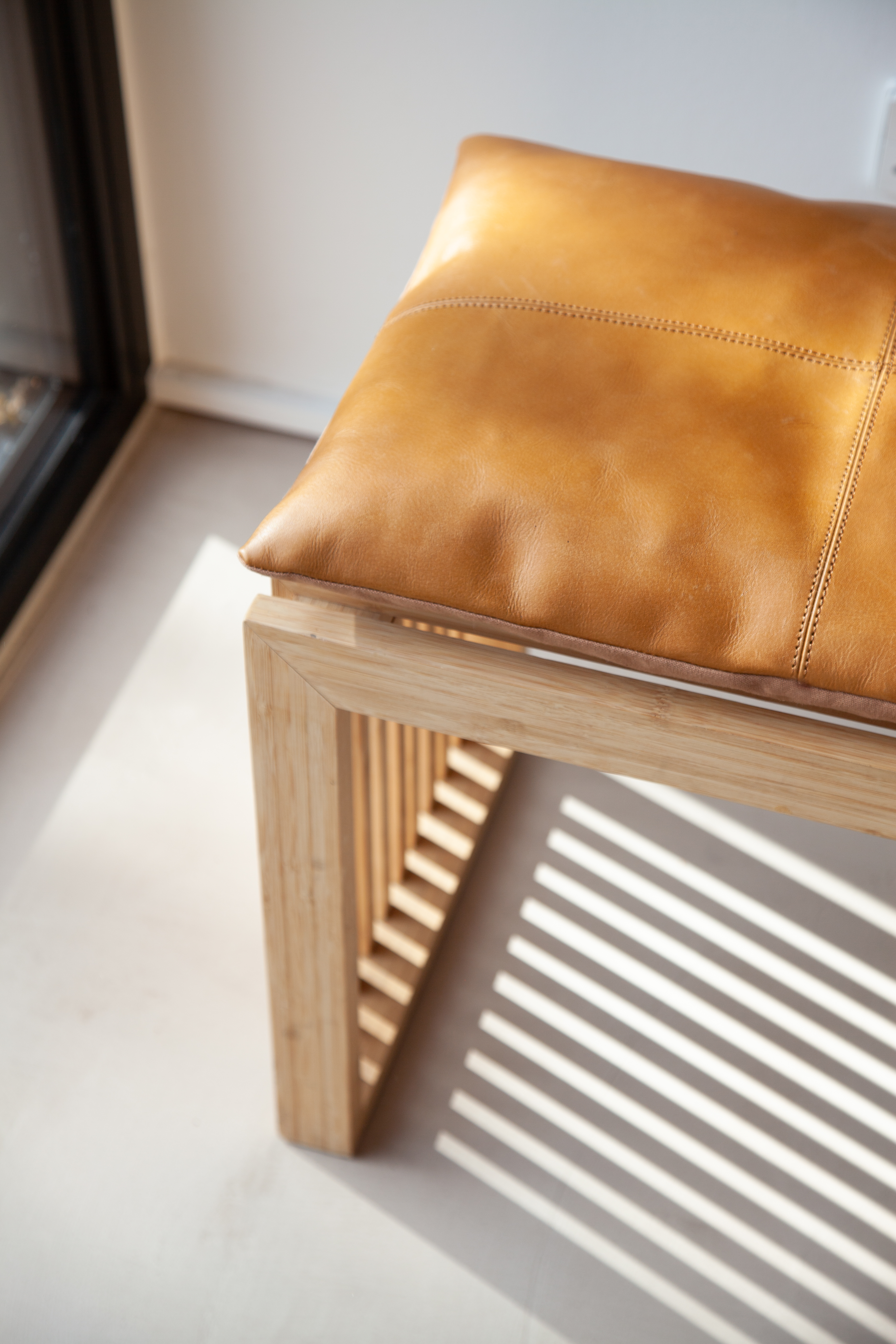 Cinas Sittsdyna Bänk Läder Ljusbrun 104x35cm