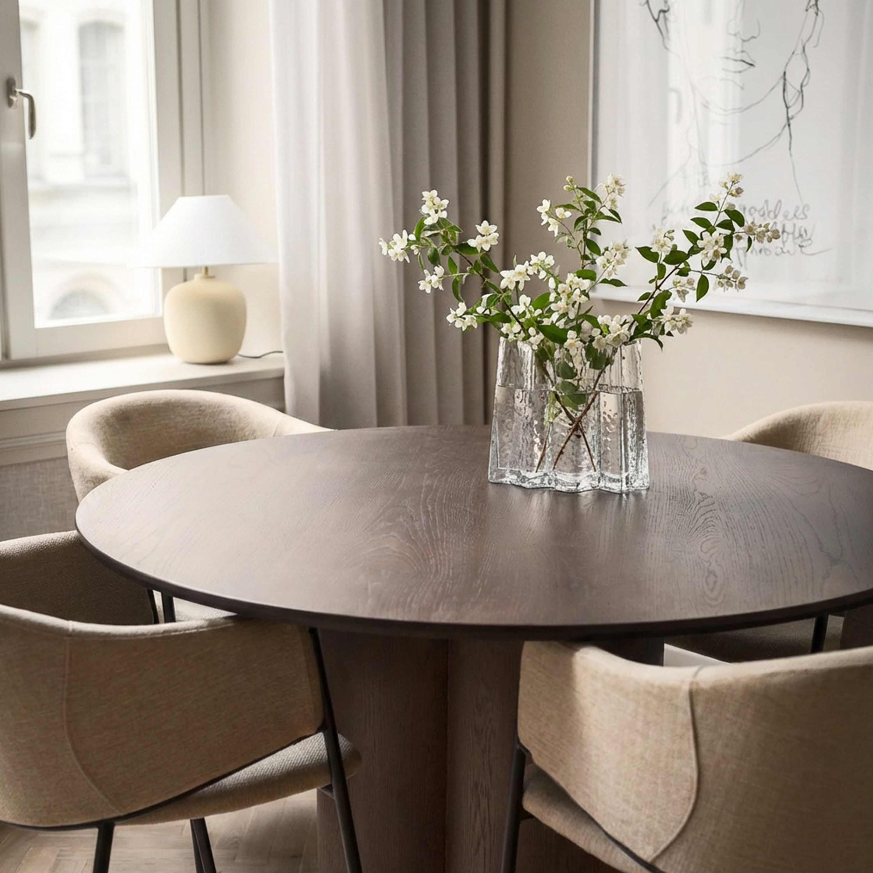 Sleepo Collection Laura Dining Table Brown Stained Oak Ø130