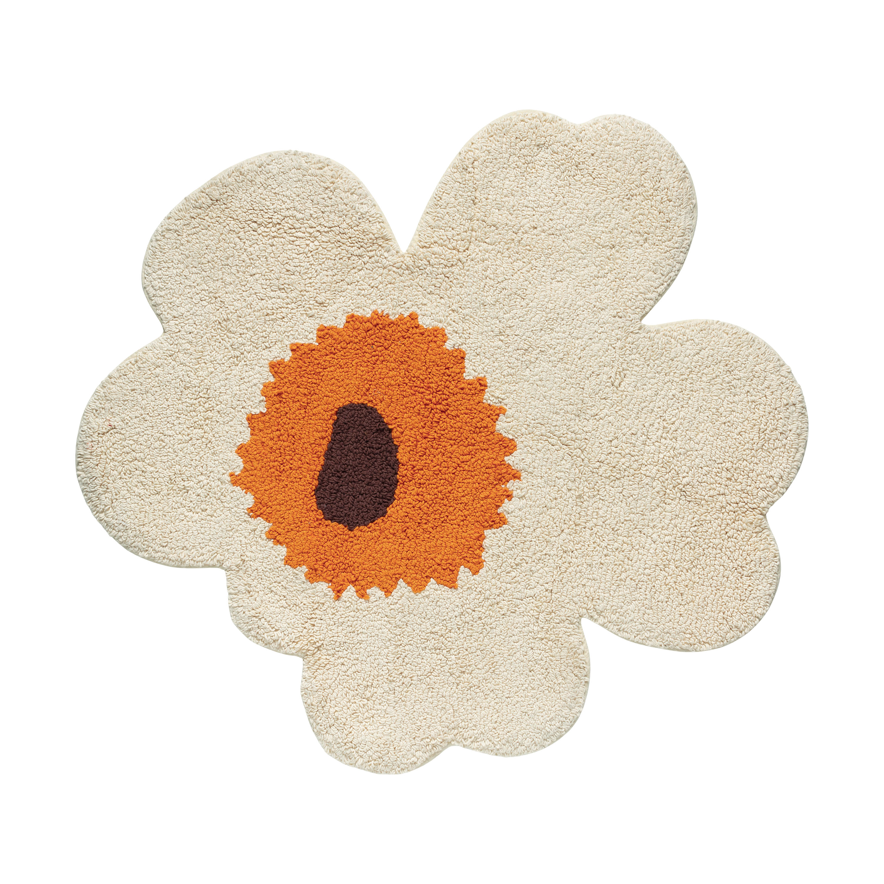Marimekko - Unikko Badrumsmatta Cream/Orange 73x74 - Beige - Badrumsmattor, Toalettmattor