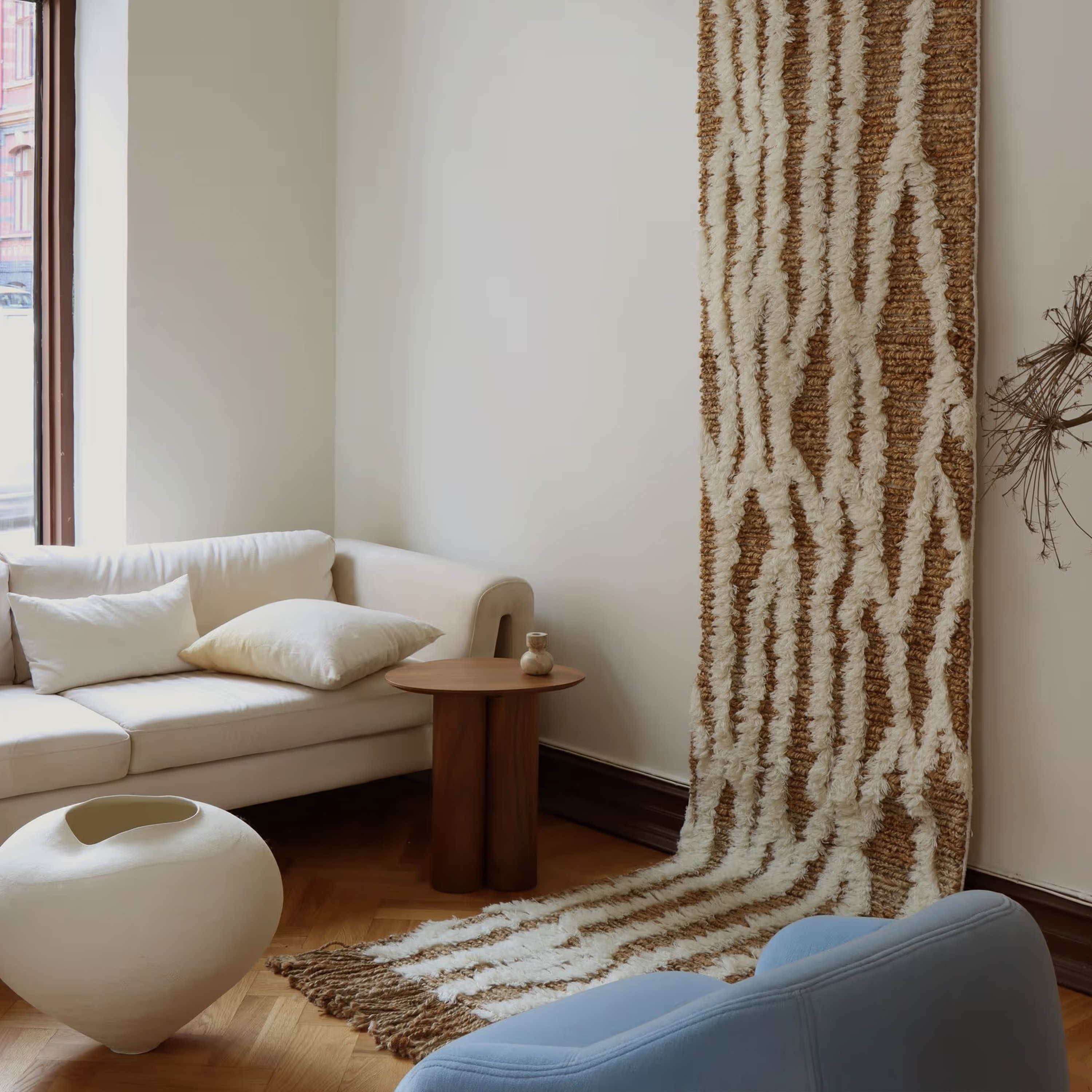 Tinted Wahl Jute/Villa Käytävämatto Ruskea/Valkoinen 80x300