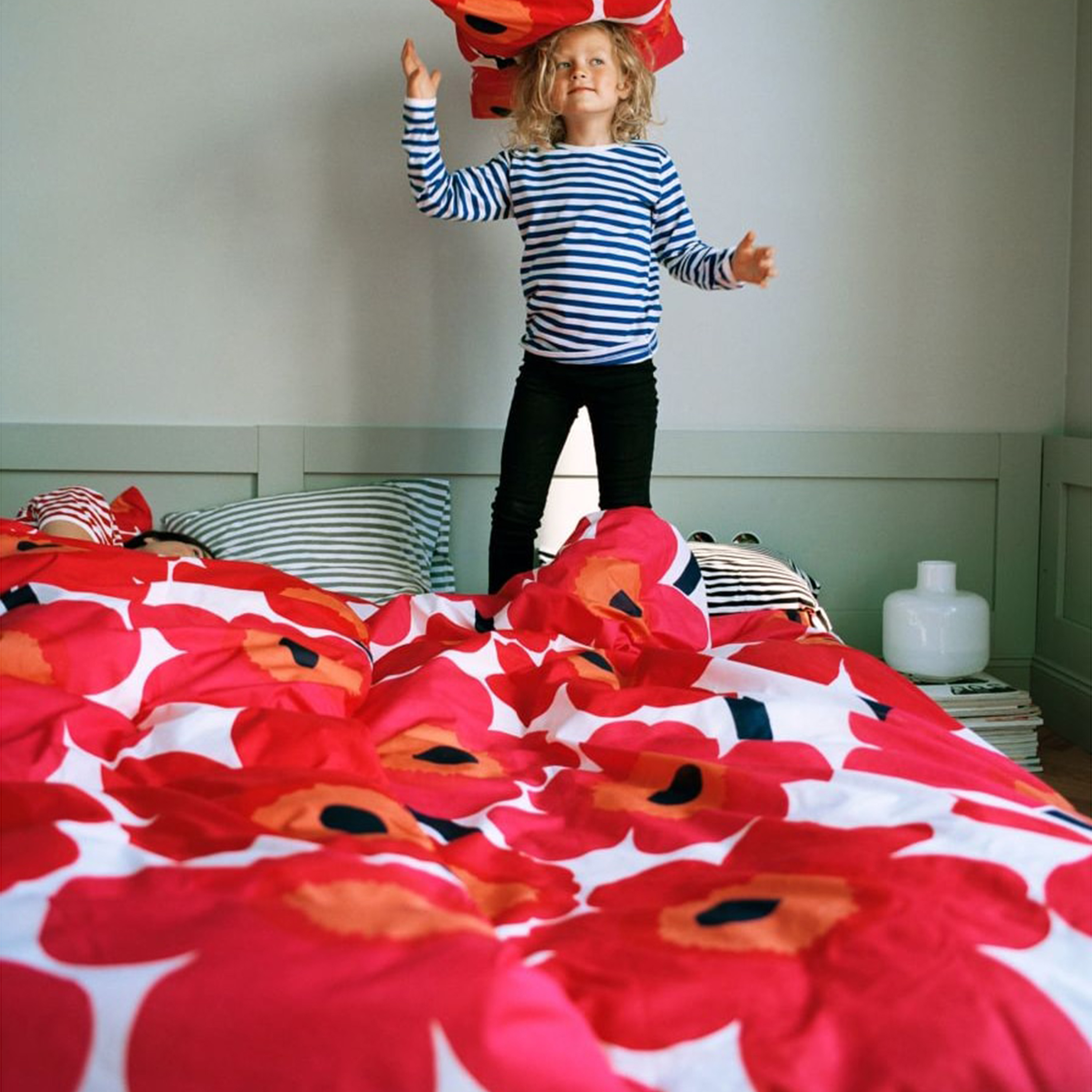 Marimekko Unikko Påslakan Röd/Vit Enkel