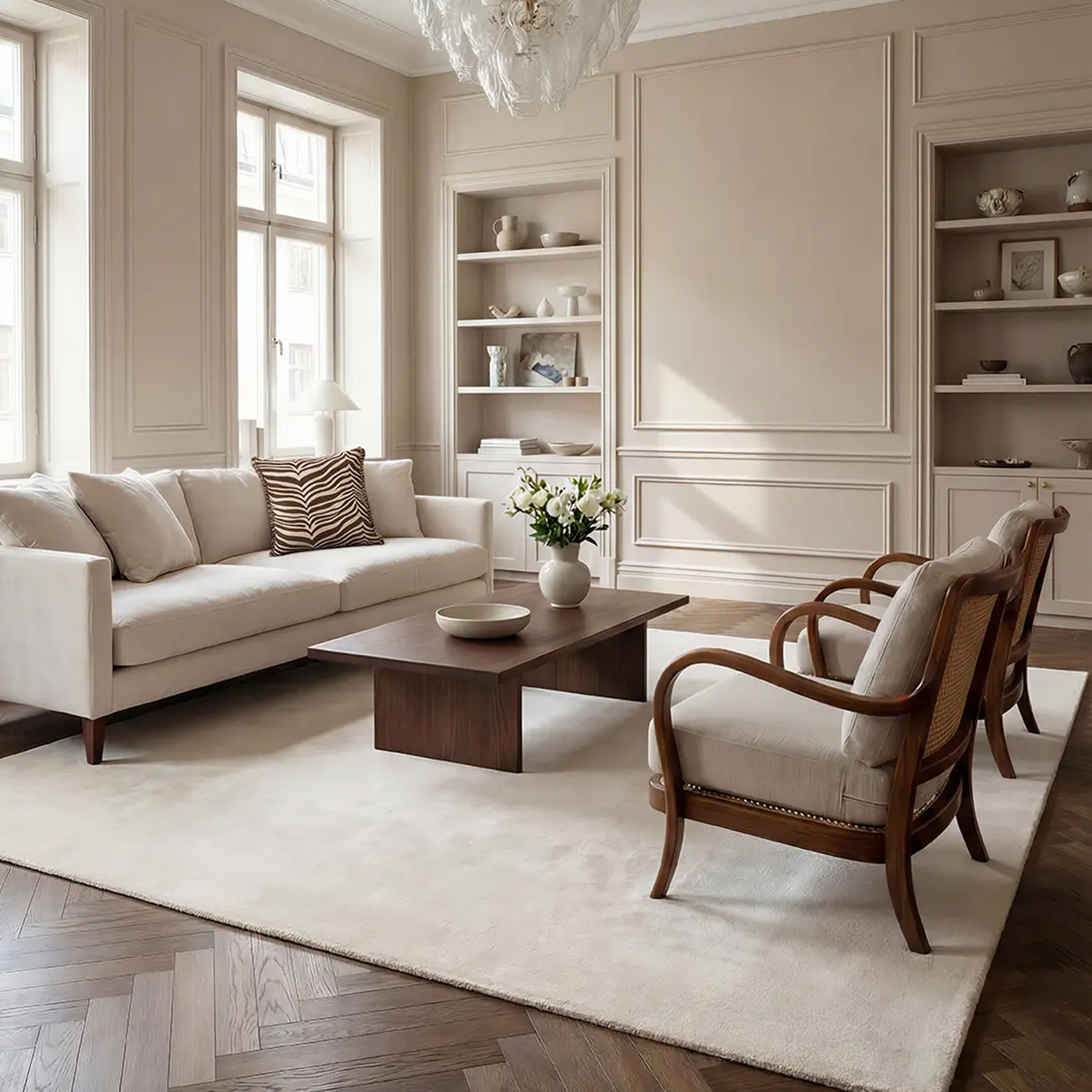 Classic Collection Solid Wool Rug Off White 170x230