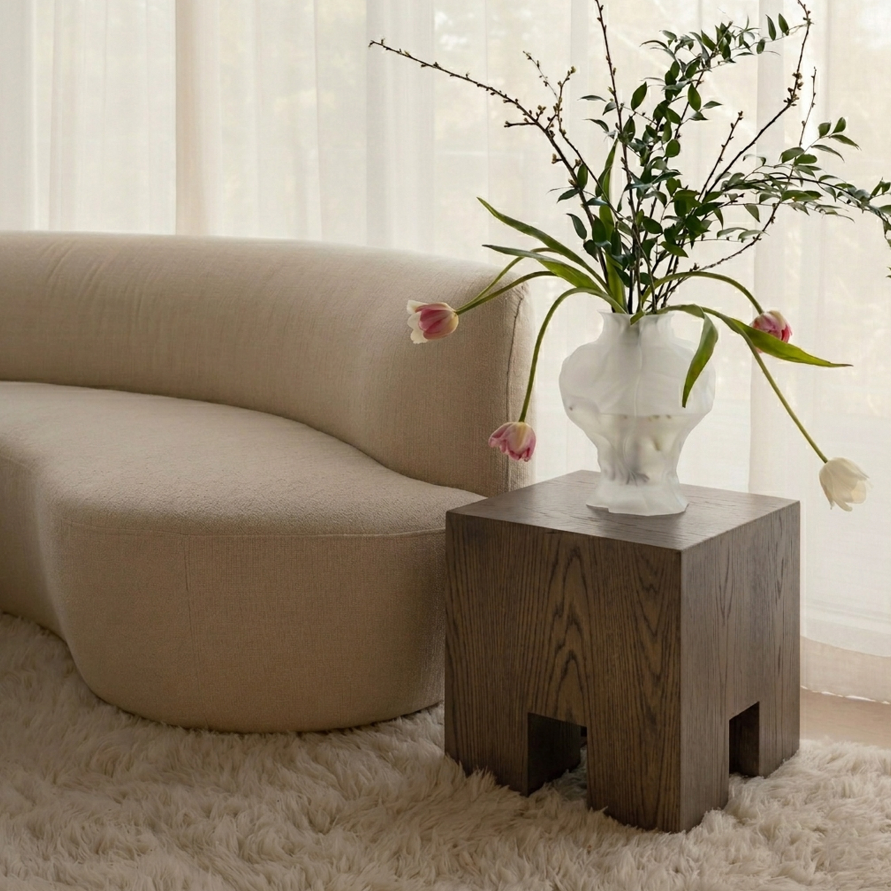 Sleepo Collection Chunky Sidobord Brunbetsad Ek 40x40