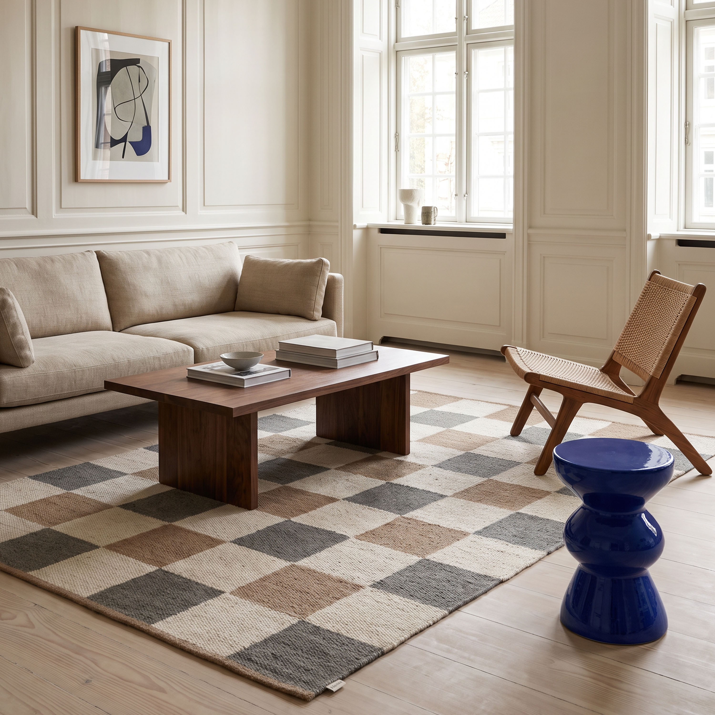 Classic Collection Checked Ullmatta Grey/Natural 170x230