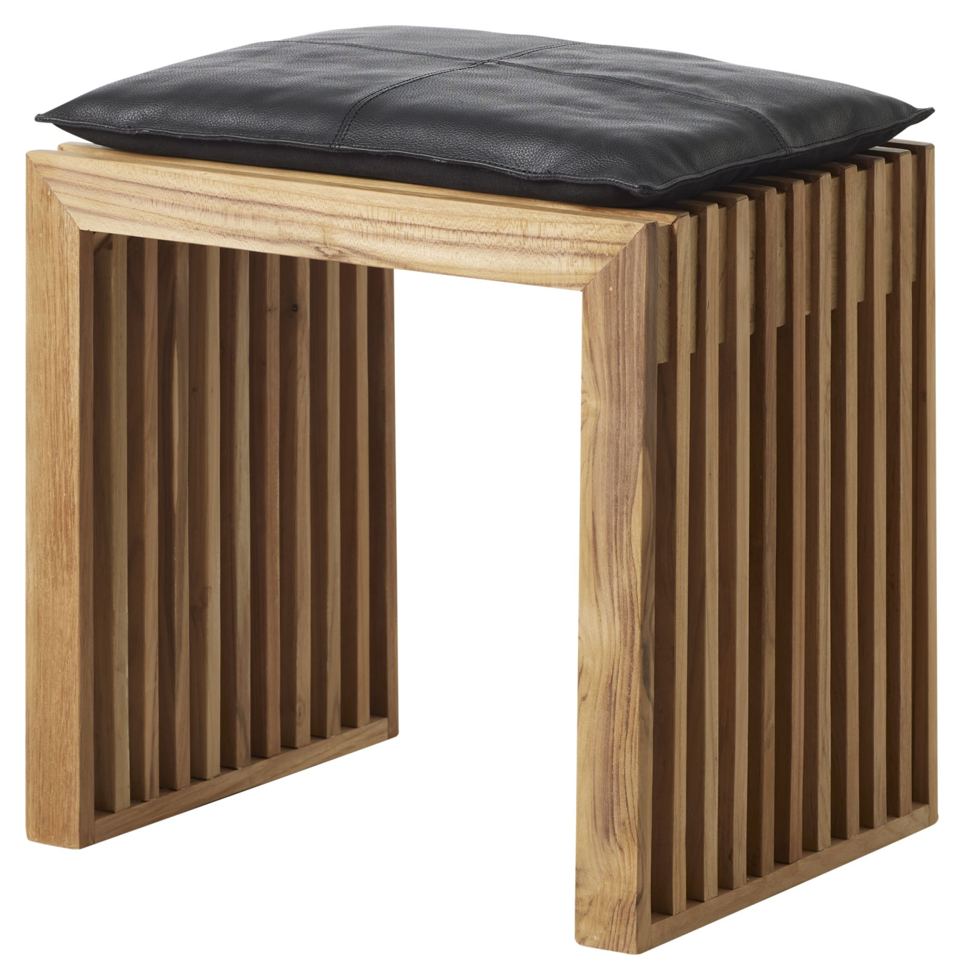 Cinas - Rib Hocker Teak/Schwarz 45cm