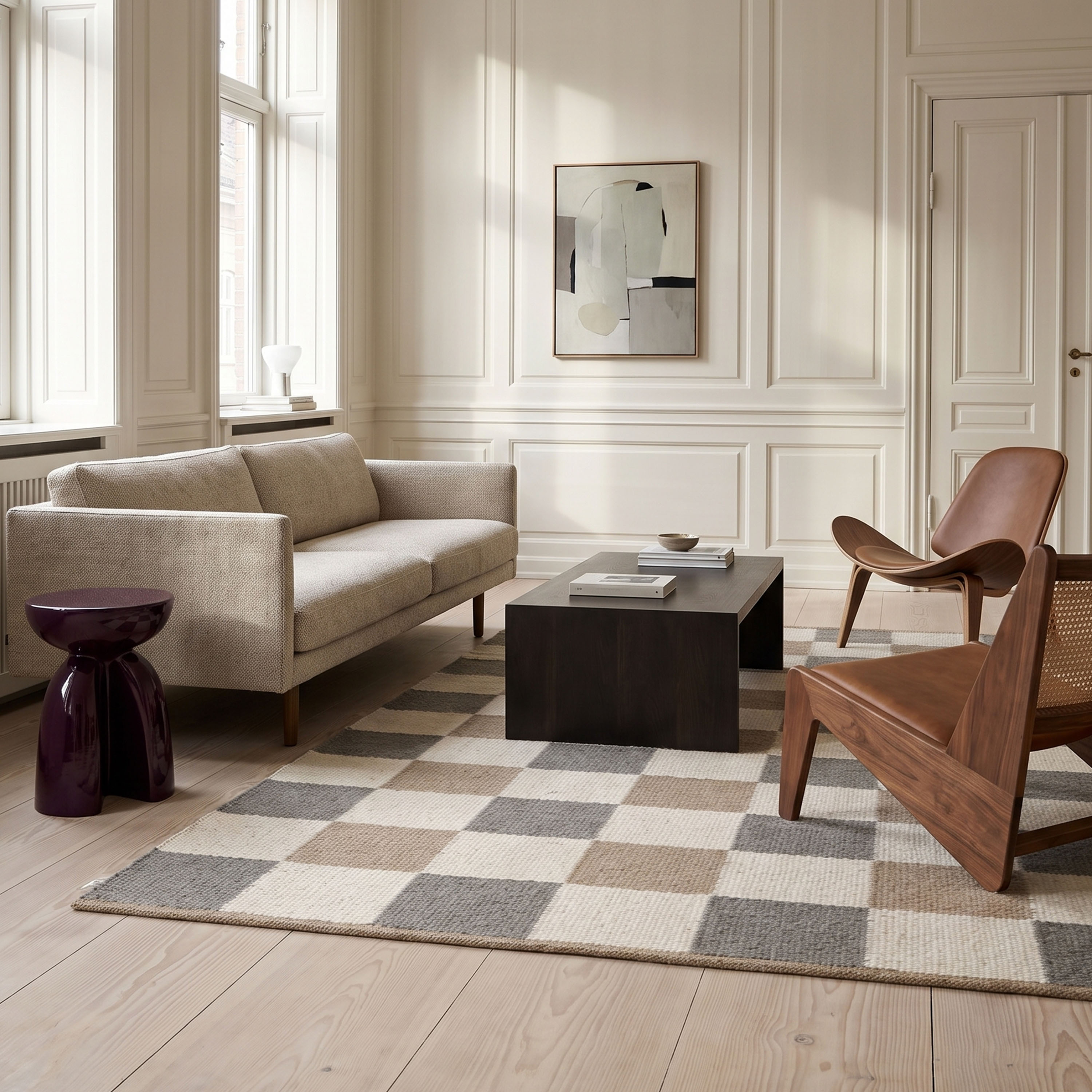 Classic Collection Checked Ullmatta Grey/Natural 170x230