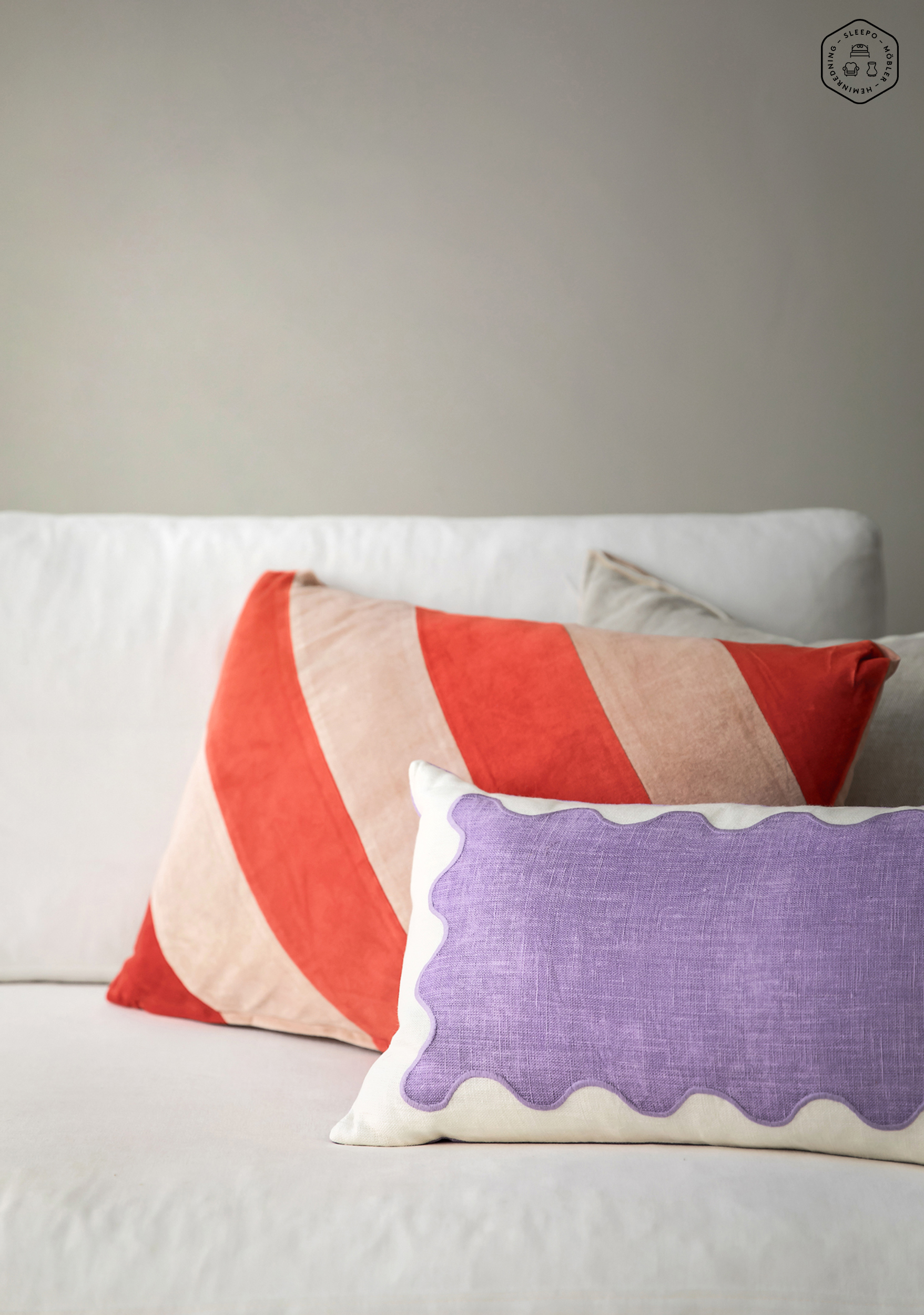 HKliving Striped Prydnadskudde Sammet Red/Pink 40x60